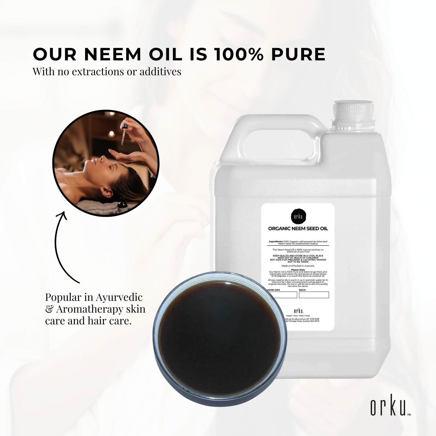 Orku 5L Organic Neem Seed Oil - Debitterised Cold Pressed Azadirachtin Indica V238-SUPDZ-31136504545360