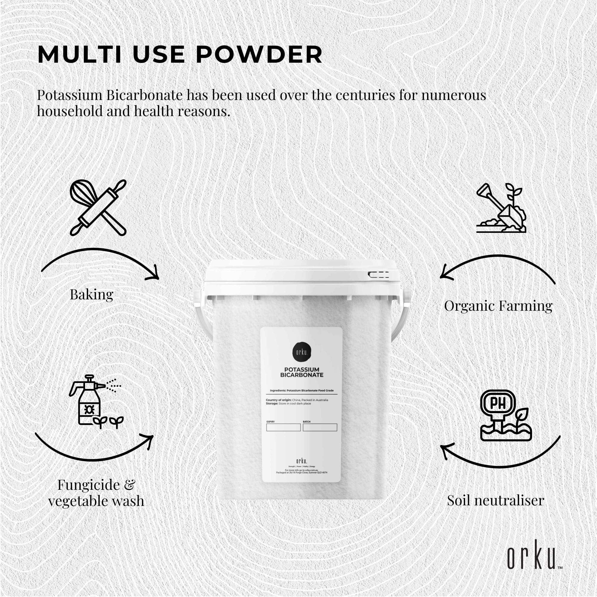 Orku 1.3Kg Potassium Bicarbonate Powder Tub Food Grade FCC for Brewing Baking V238-SUPDZ-31299796336720