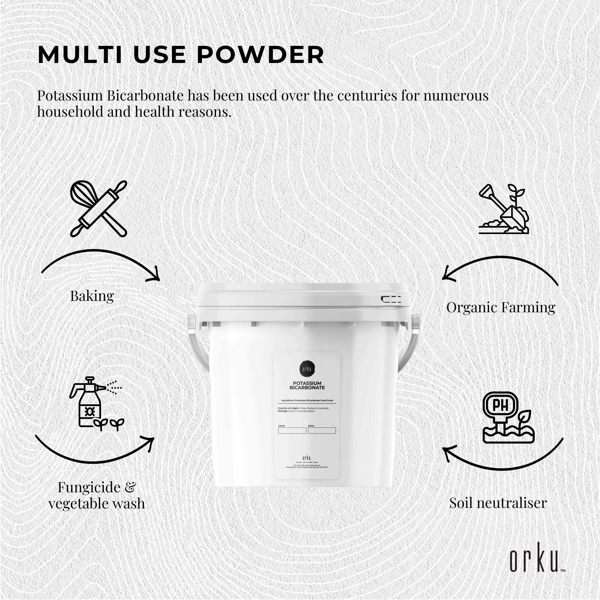 Orku 5Kg Potassium Bicarbonate Powder Tub - Food Grade FCC for Brewing Baking V238-SUPDZ-31299807674448