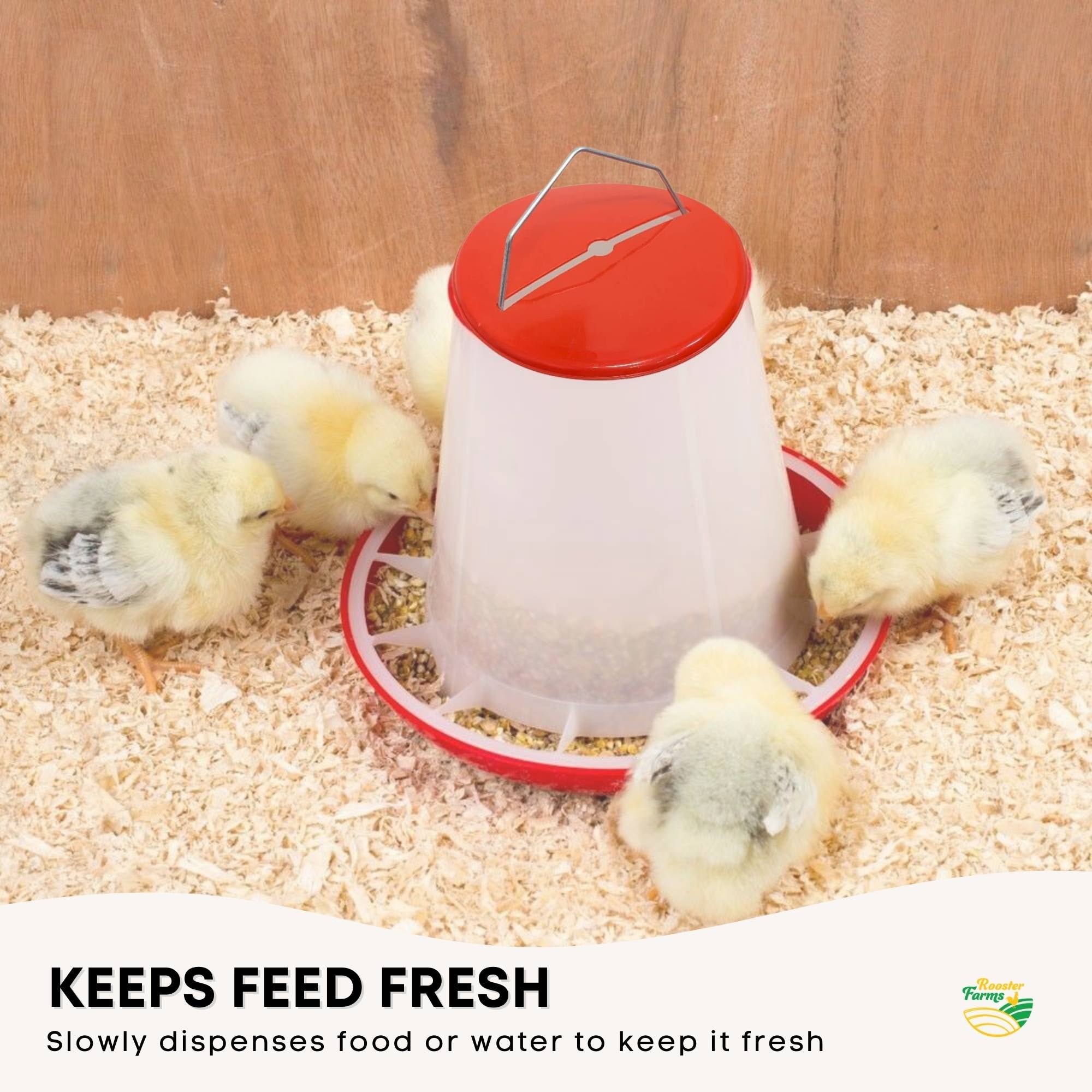 Rooster Farms 9Kg Automatic Chicken Feeder - Poultry Hen Feeding Seed Bucket V238-SUPDZ-31370005839952