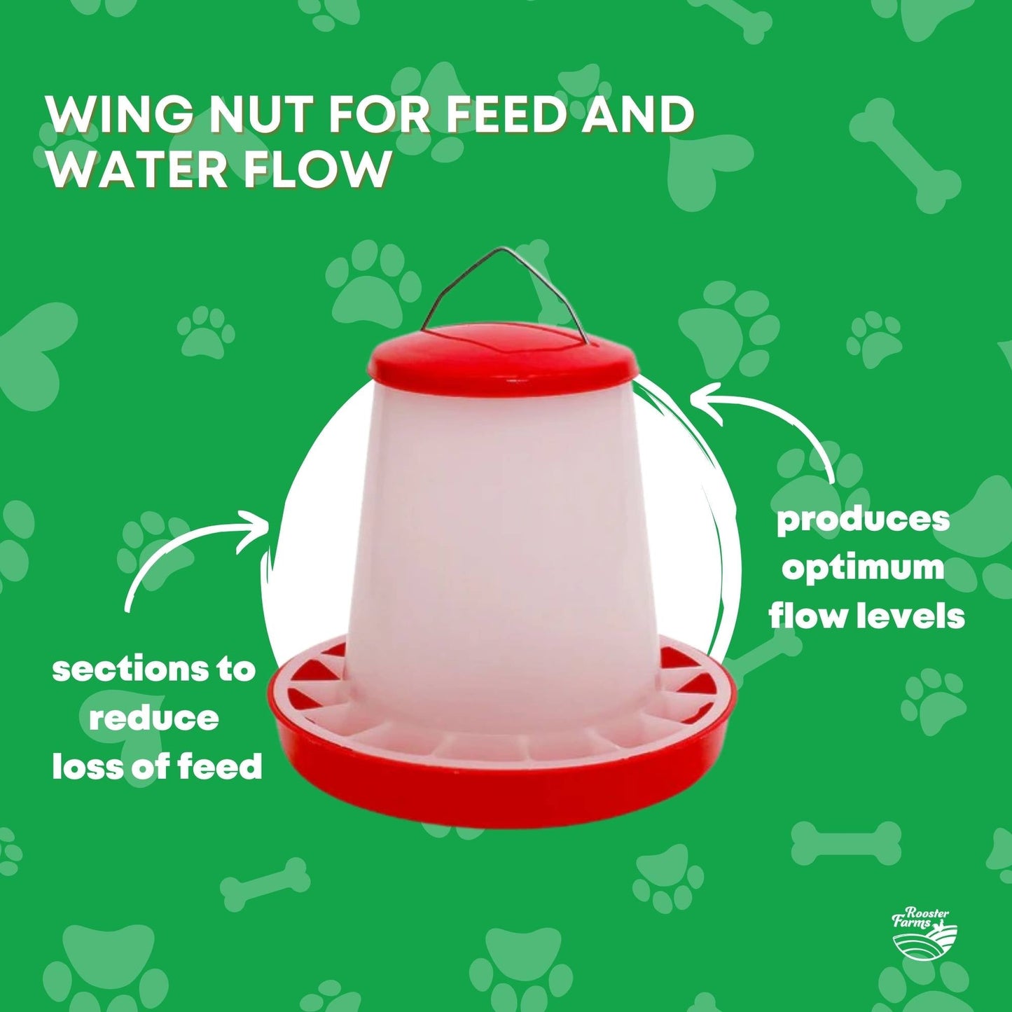 Rooster Farms 9Kg Automatic Chicken Feeder - Poultry Hen Feeding Seed Bucket V238-SUPDZ-31370005839952