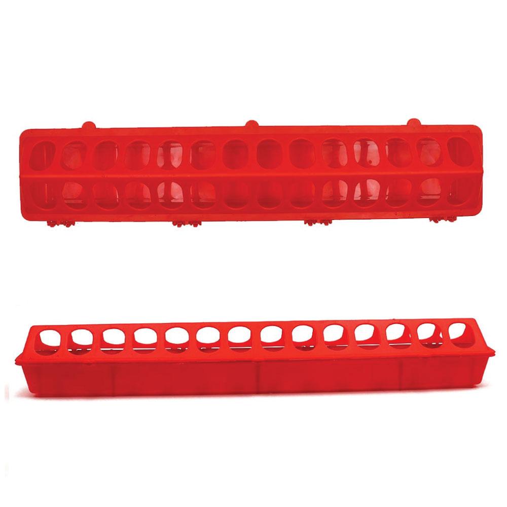 50cm Long Poultry Feeder Chicken Feeding Trough Red Plastic Flip Top Container V238-SUPDZ-31390009393232
