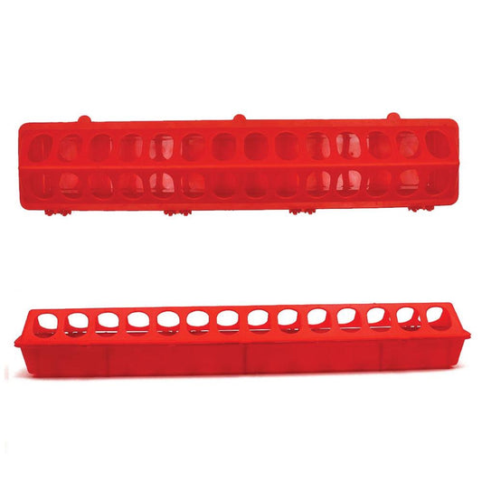 50cm Long Poultry Feeder Chicken Feeding Trough Red Plastic Flip Top Container V238-SUPDZ-31390009393232