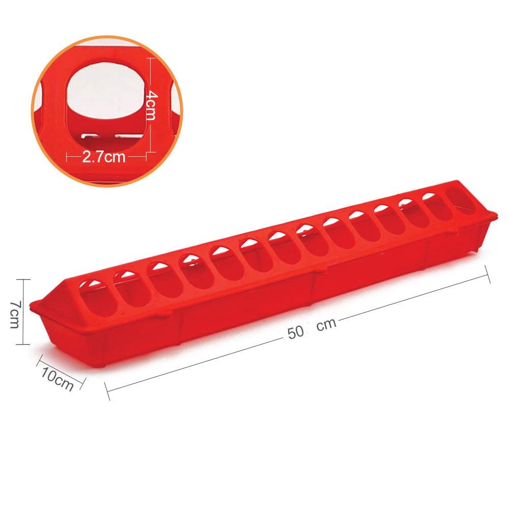 50cm Long Poultry Feeder Chicken Feeding Trough Red Plastic Flip Top Container V238-SUPDZ-31390009393232
