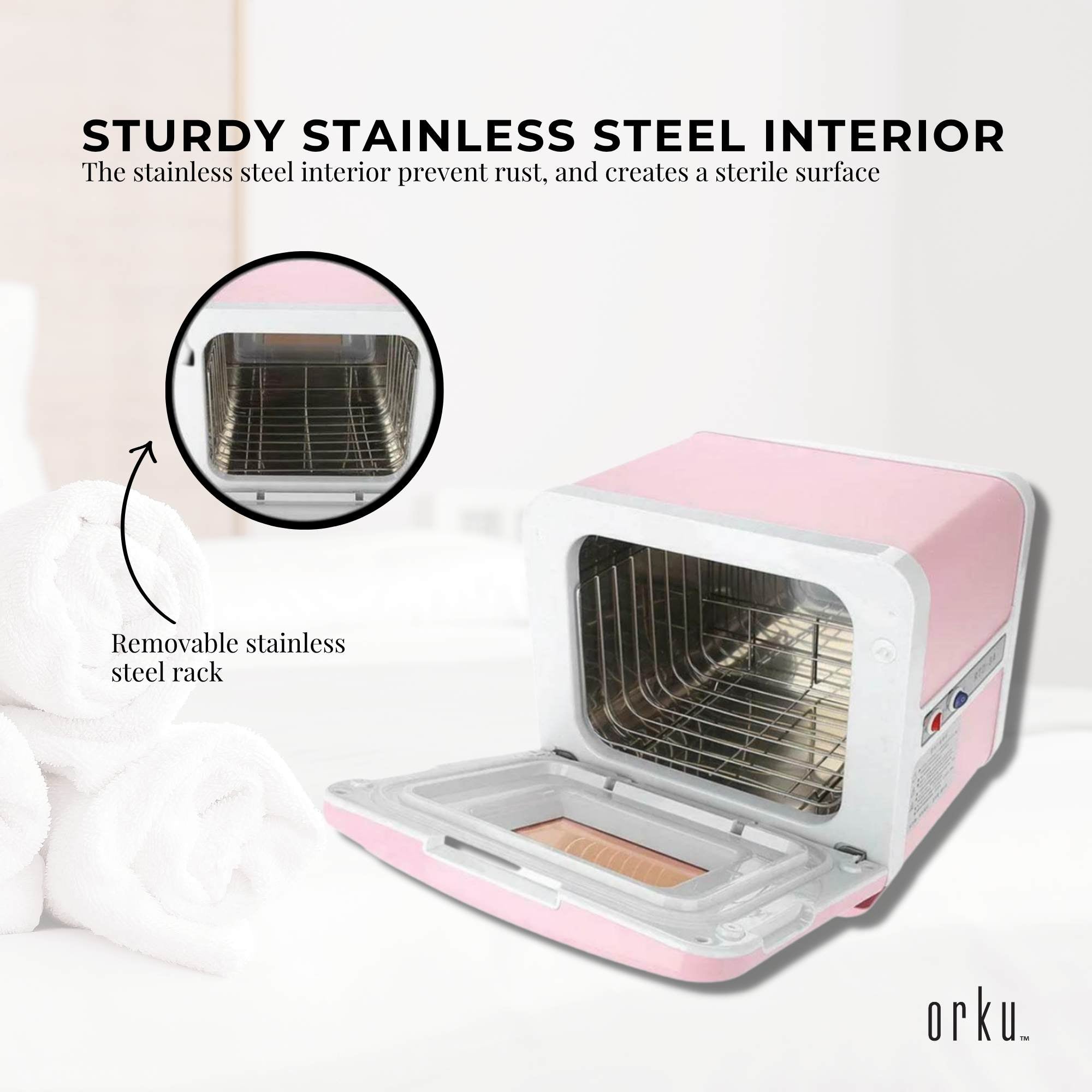 Orku 8L Pink Electric Towel Warmer UV Steriliser Cabinet Salon Heat Sanitiser V238-SUPDZ-31407410053200