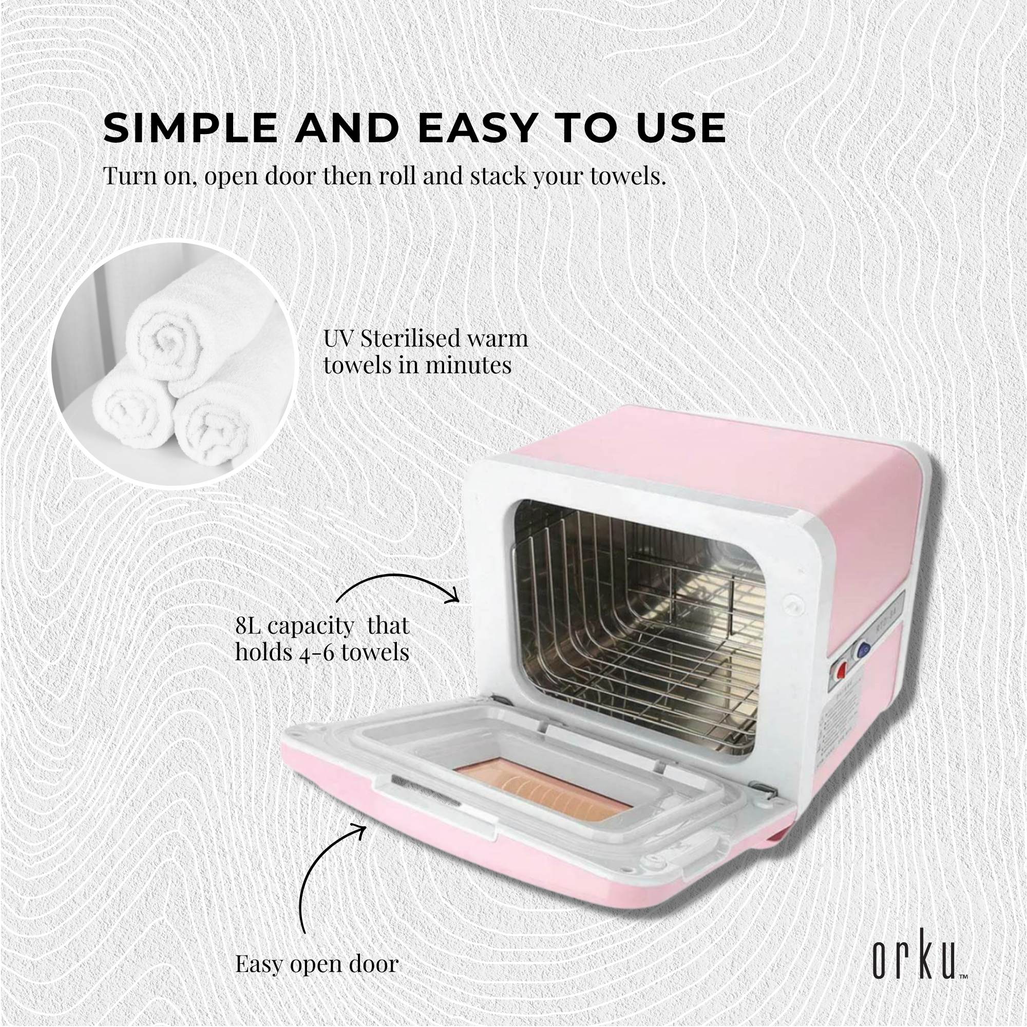 Orku 8L Pink Electric Towel Warmer UV Steriliser Cabinet Salon Heat Sanitiser V238-SUPDZ-31407410053200