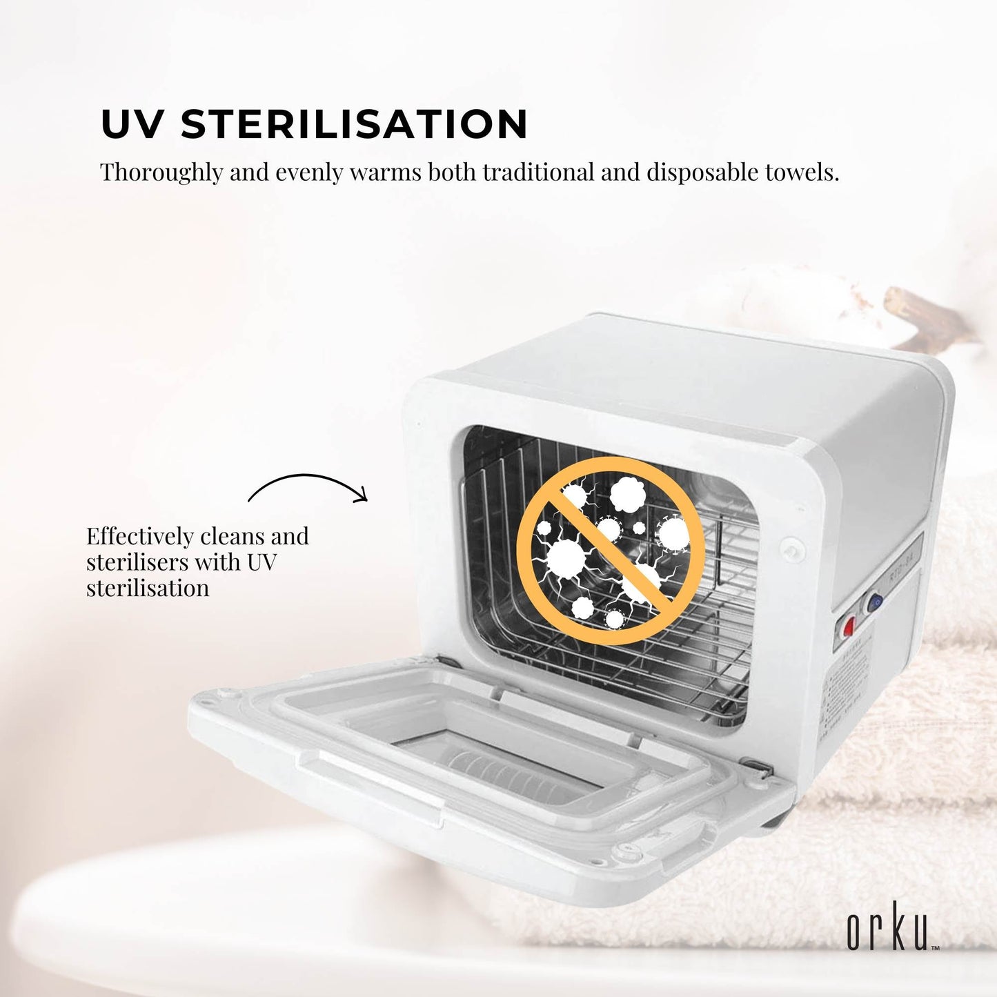 Orku 8L White Electric Towel Warmer UV Steriliser Cabinet Salon Heat Sanitiser V238-SUPDZ-31407905800272
