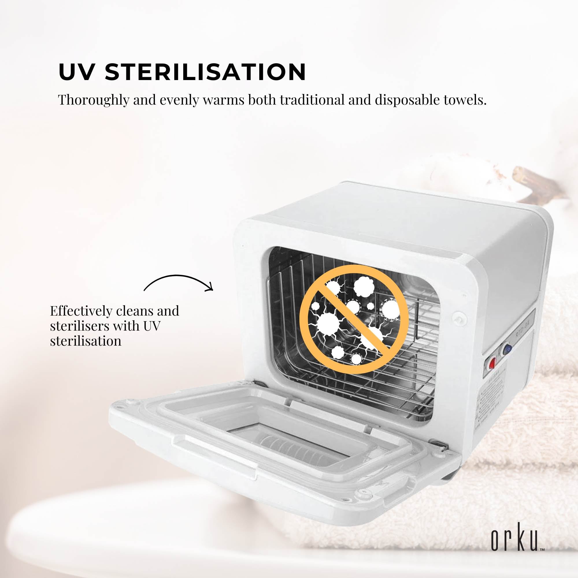 Orku 8L White Electric Towel Warmer UV Steriliser Cabinet Salon Heat Sanitiser V238-SUPDZ-31407905800272