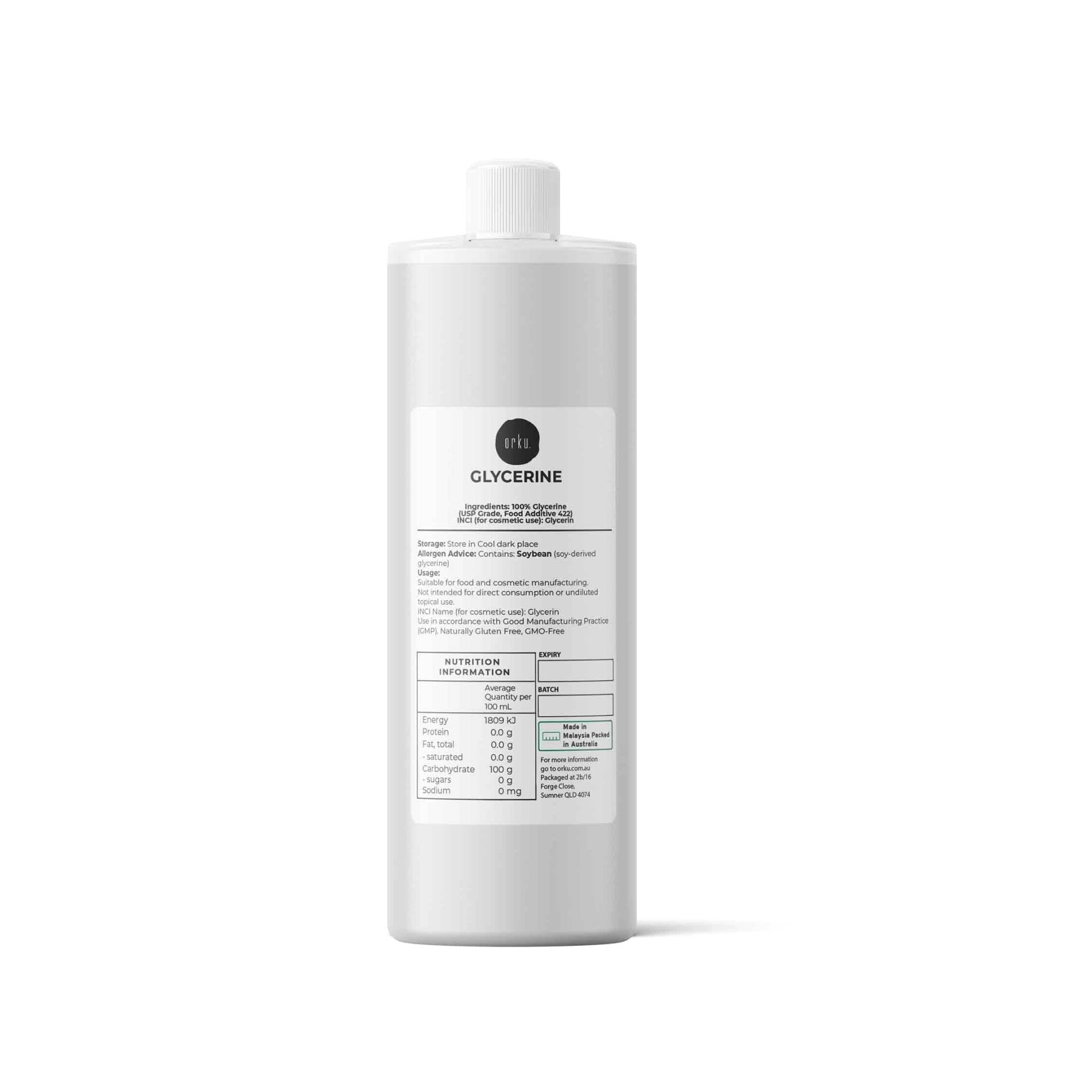 Orku 1L Glycerine 99.9% Pure USP Food + Cosmetic Grade - Vegetable Glycerol V238-SUPDZ-31589600886864