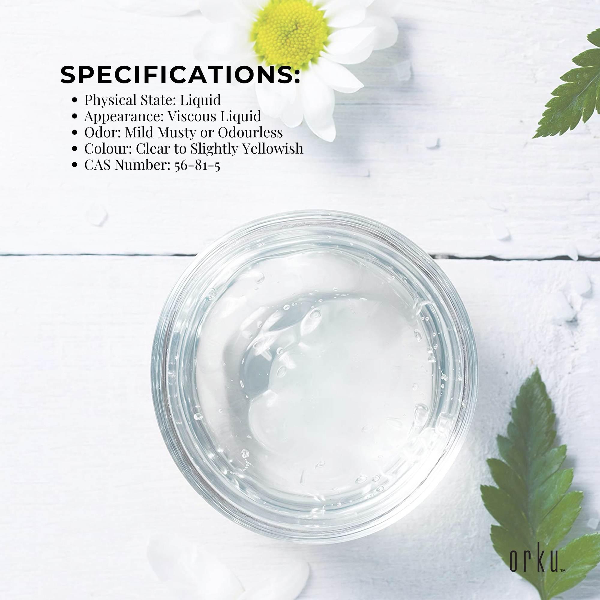 Orku 1L Glycerine 99.9% Pure USP Food + Cosmetic Grade - Vegetable Glycerol V238-SUPDZ-31589600886864