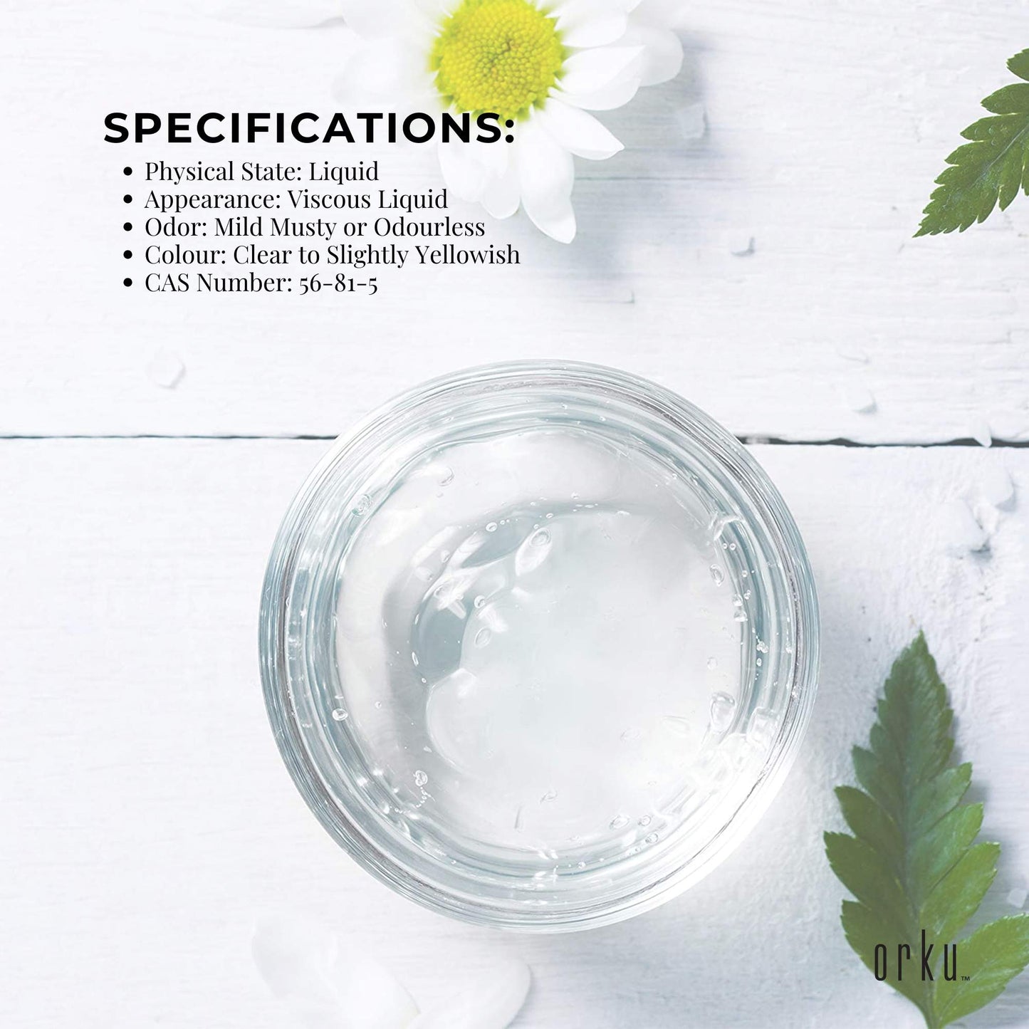 Orku 5L Glycerine 99.9% Pure USP Food + Cosmetic Grade - Vegetable Glycerol V238-SUPDZ-31589648466000