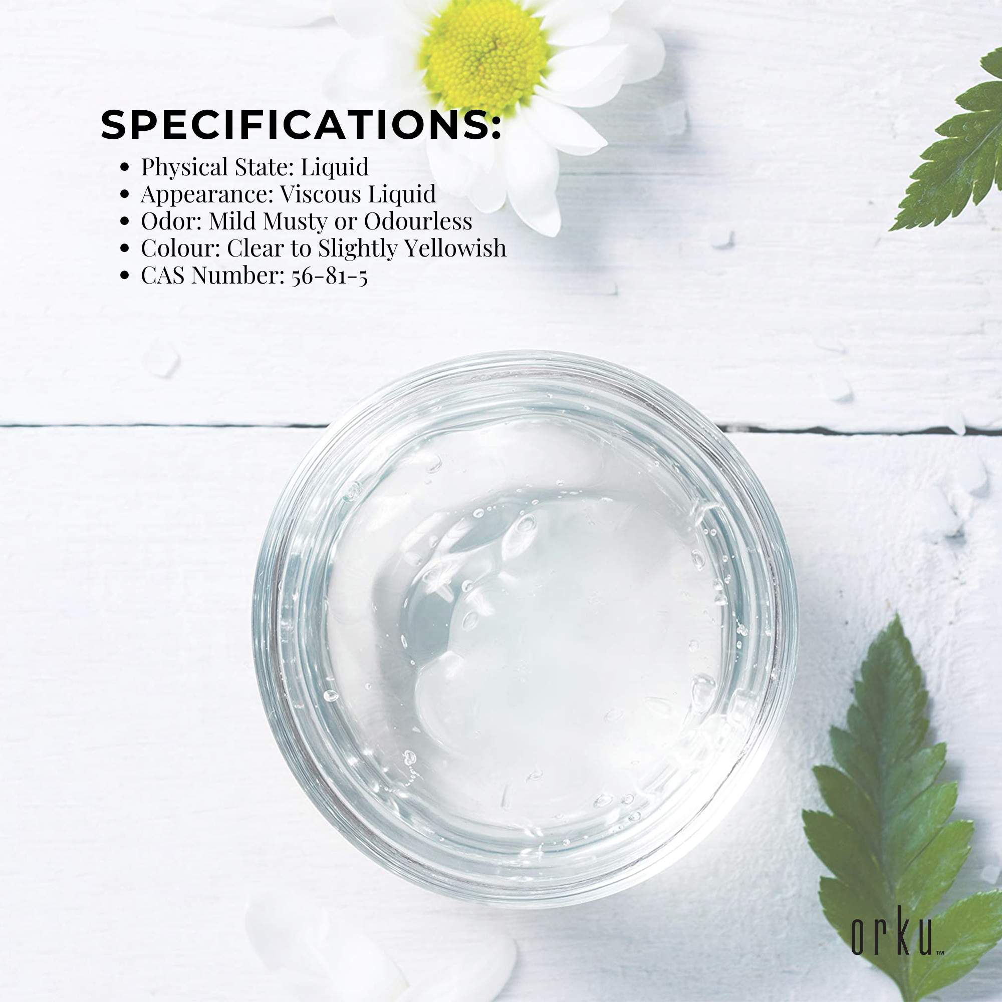 Orku 5L Glycerine 99.9% Pure USP Food + Cosmetic Grade - Vegetable Glycerol V238-SUPDZ-31589648466000