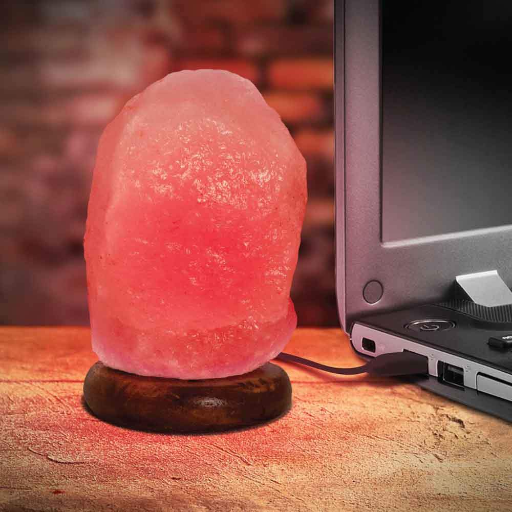 Orku Red USB Himalayan Pink Salt Lamp - Coloured Light Mini Natural Rock Crystal V238-SUPDZ-31746003730512