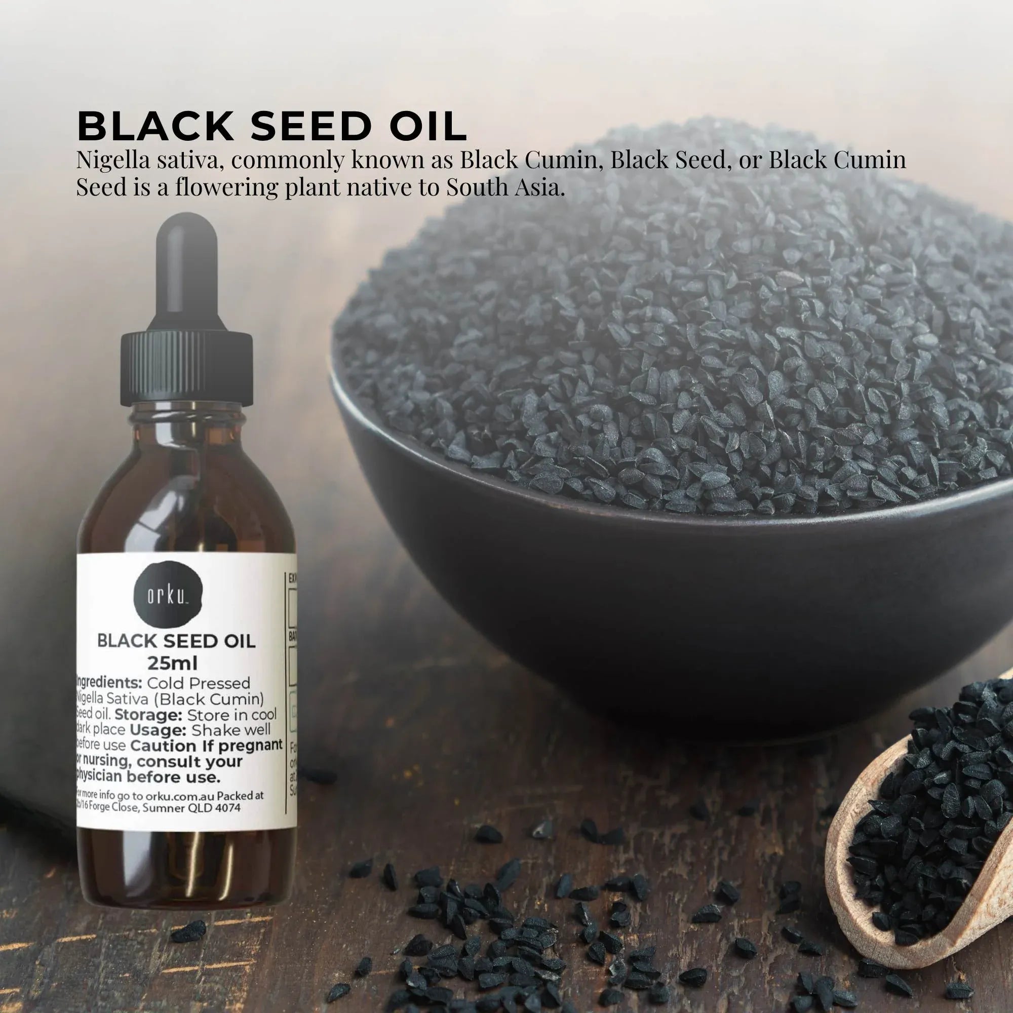 Orku 25ml Pure Black Seed Oil Cold Pressed 100% Ethiopian Nigella Sativa Cumin V238-SUPDZ-31790583578704