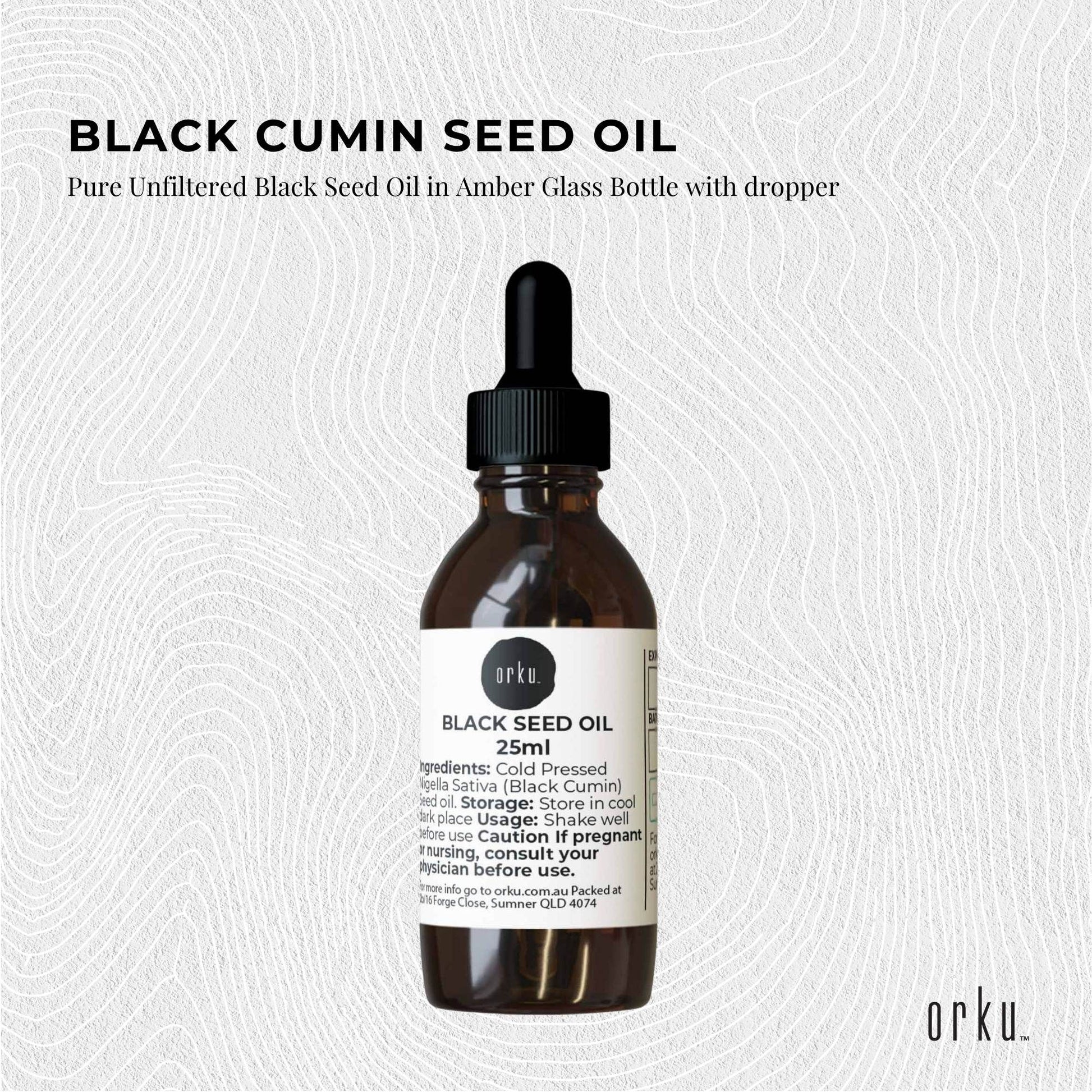 Orku 25ml Pure Black Seed Oil Cold Pressed 100% Ethiopian Nigella Sativa Cumin V238-SUPDZ-31790583578704