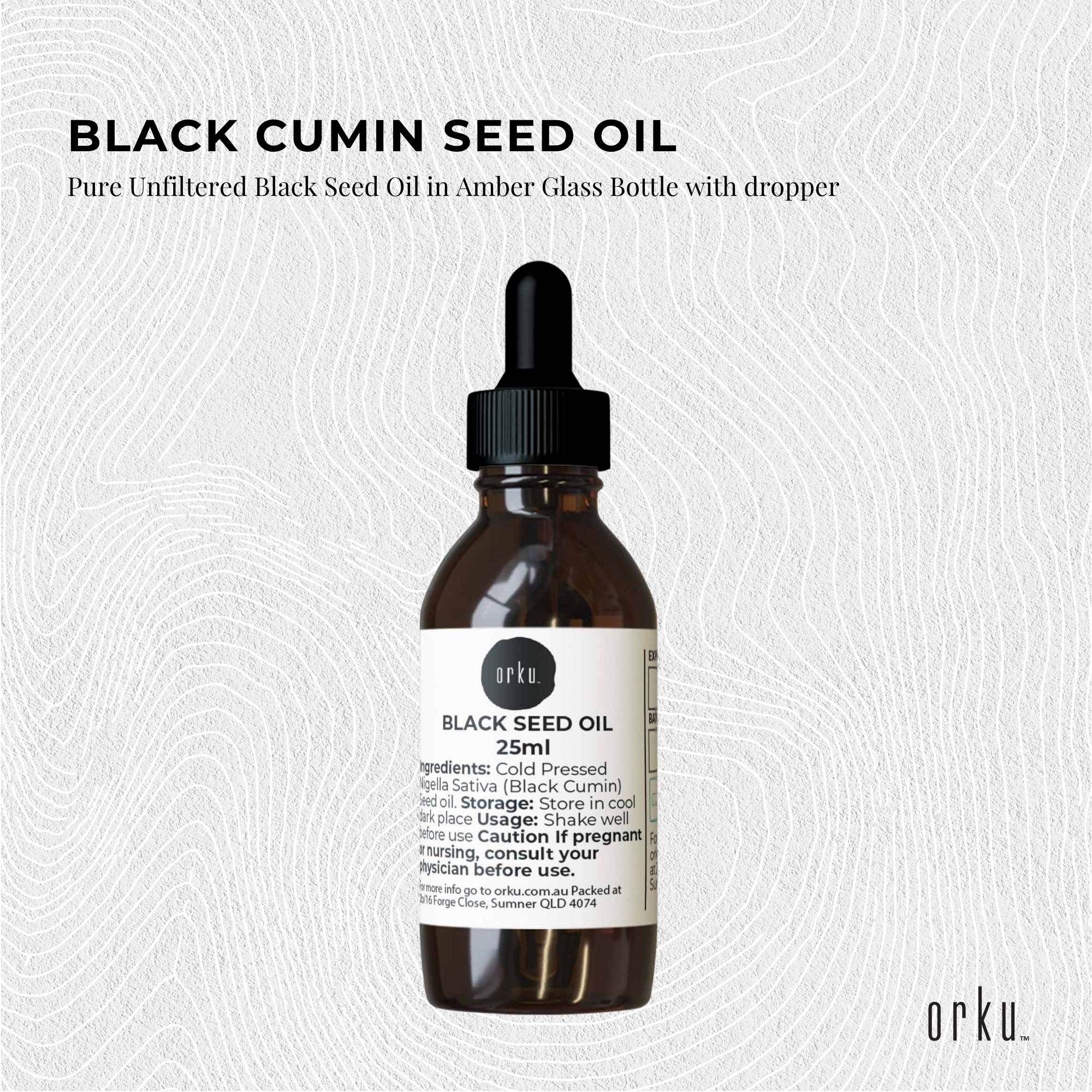 Orku 25ml Pure Black Seed Oil Cold Pressed 100% Ethiopian Nigella Sativa Cumin V238-SUPDZ-31790583578704