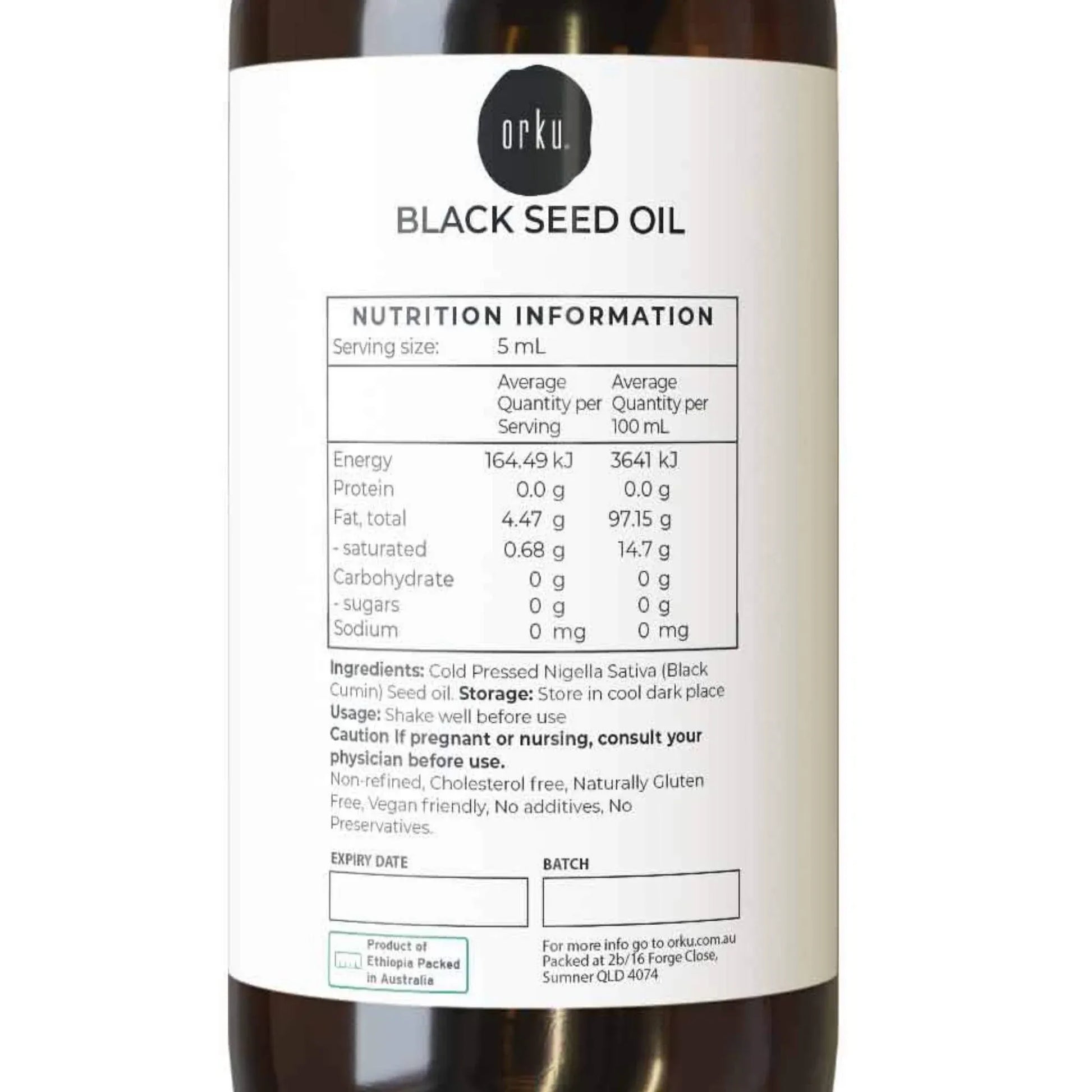 Orku 25ml Pure Black Seed Oil Cold Pressed 100% Ethiopian Nigella Sativa Cumin V238-SUPDZ-31790583578704