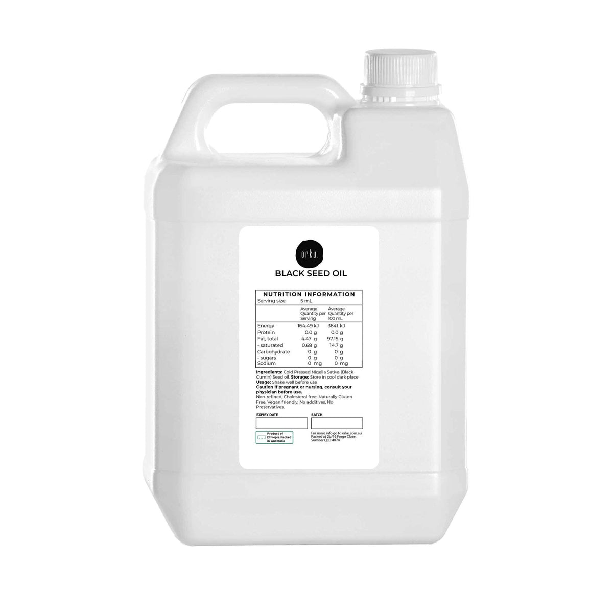 Orku 5L Pure Black Seed Oil Cold Pressed 100% Ethiopian Nigella Sativa Cumin V238-SUPDZ-31806027890768