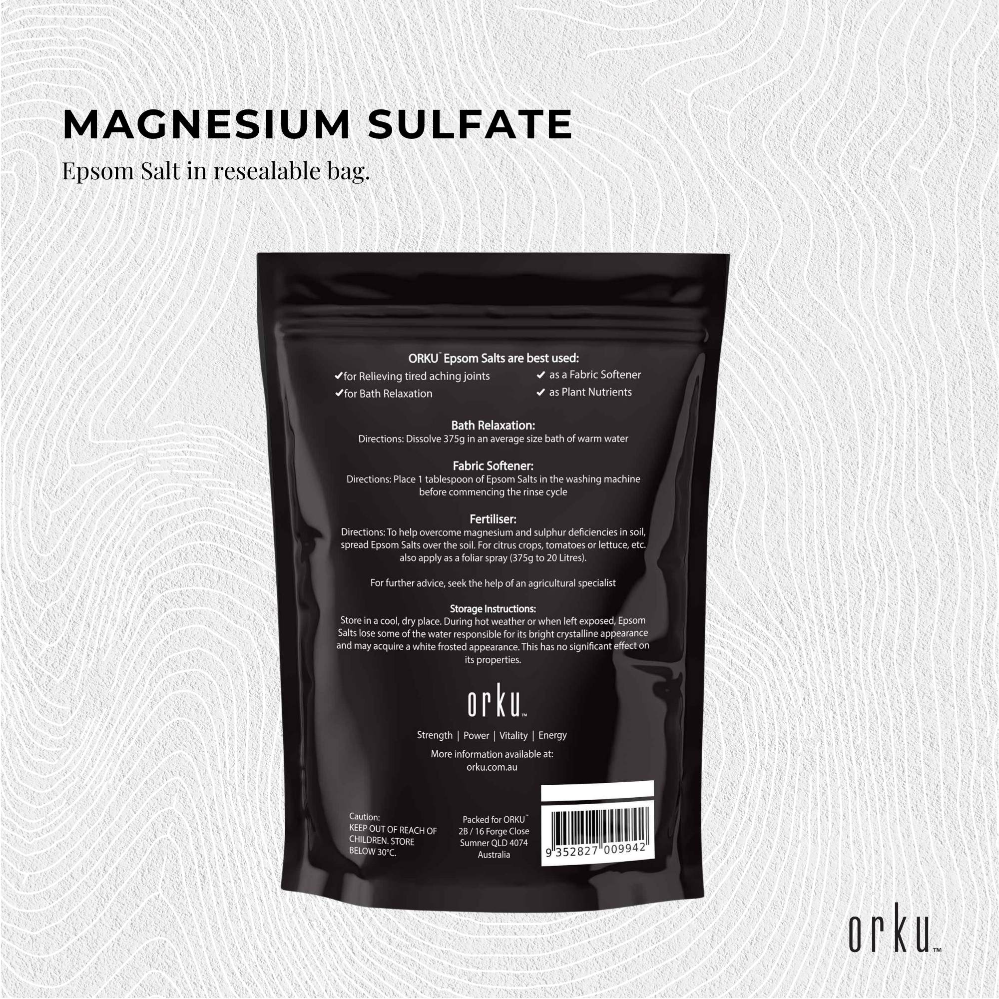 Orku 1Kg Epsom Salt - Magnesium Sulphate Bath Salts Skin Body V238-SUPDZ-31950184087632