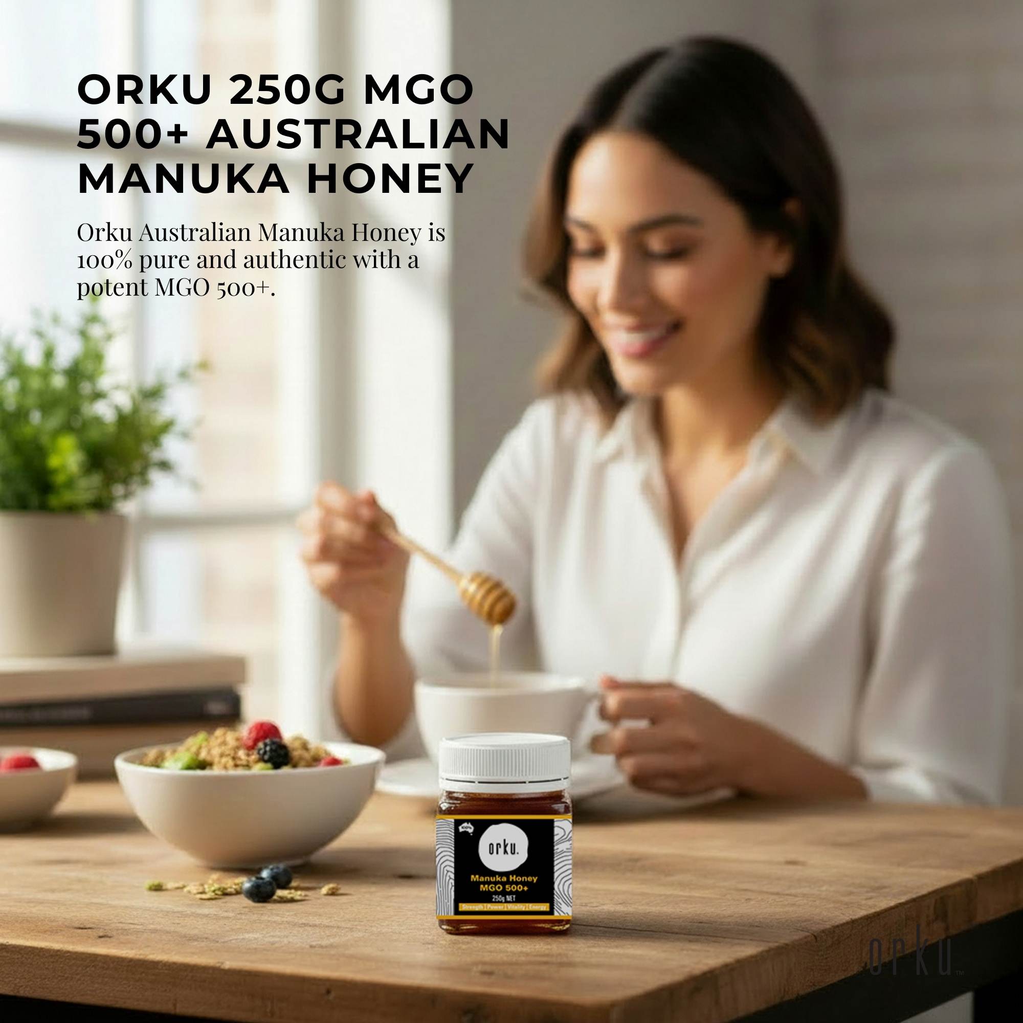 Orku 250g MGO 500+ Australian Manuka Honey - 100% Raw Natural Pure Jelly Bush V238-SUPDZ-31985334517840