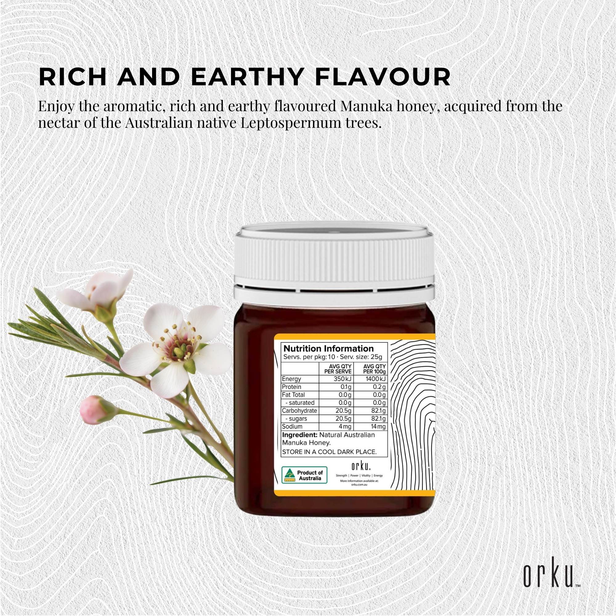 Orku 250g MGO 500+ Australian Manuka Honey - 100% Raw Natural Pure Jelly Bush V238-SUPDZ-31985334517840