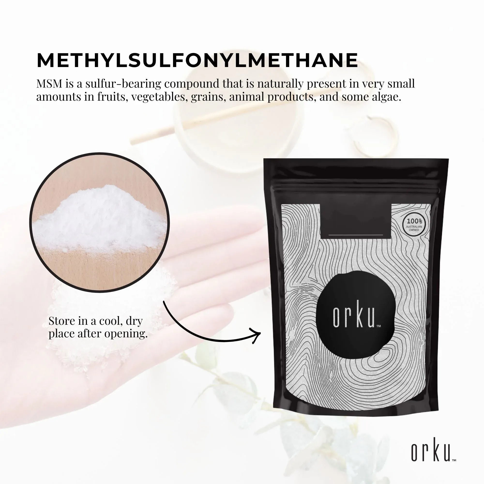 Orku 1Kg MSM Powder or Crystals - 99.9% Pure USP Grade Methylsulfonylmethane V238-SUPDZ-31991176953936