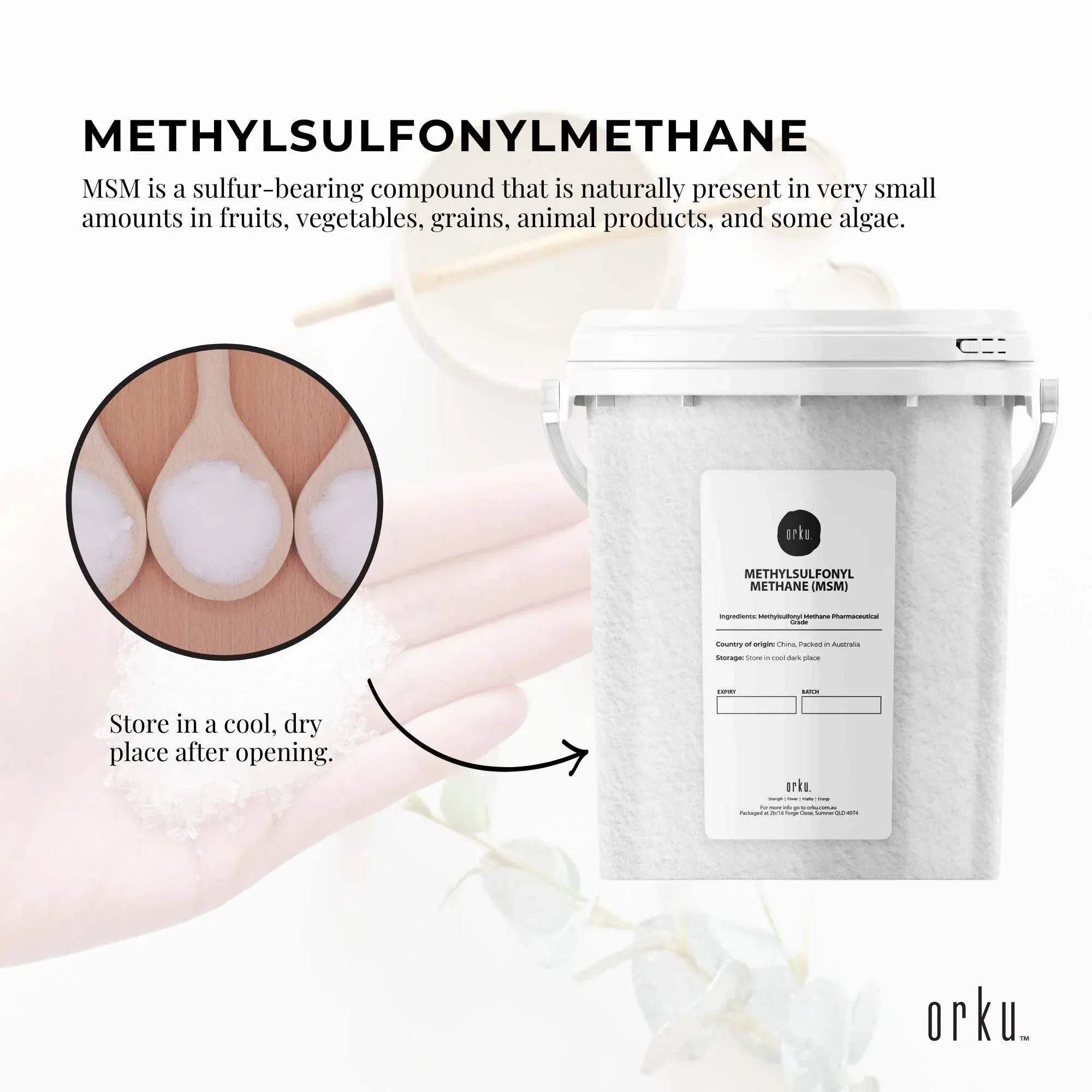 Orku 800g MSM Powder or Crystals Tub - 99.9% Pure USP Grade Methylsulfonylmethane V238-SUPDZ-31991317987408