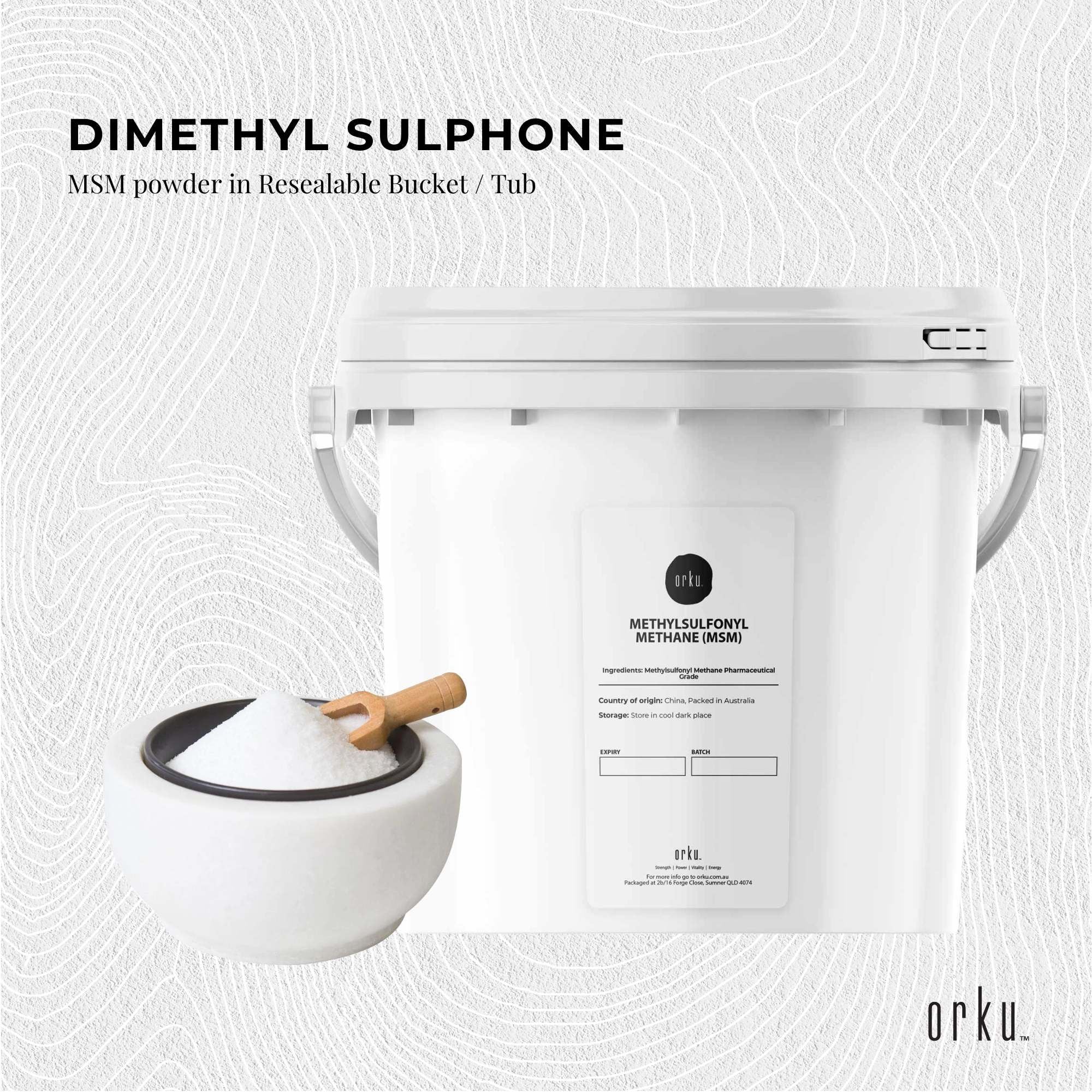 Orku 3Kg MSM Powder or Crystals Tub - 99.9% Pure USP Grade Methylsulfonylmethane V238-SUPDZ-31991328211024