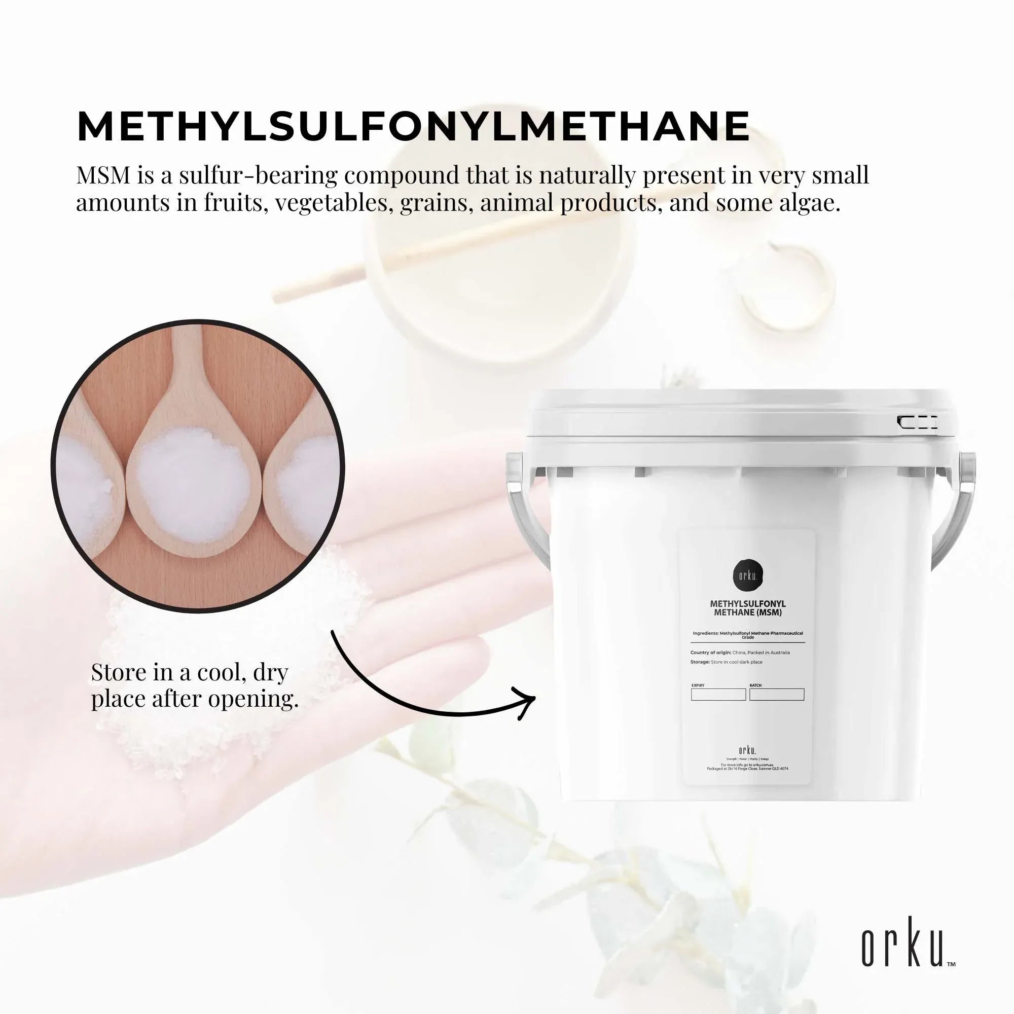 Orku 3Kg MSM Powder or Crystals Tub - 99.9% Pure USP Grade Methylsulfonylmethane V238-SUPDZ-31991328211024
