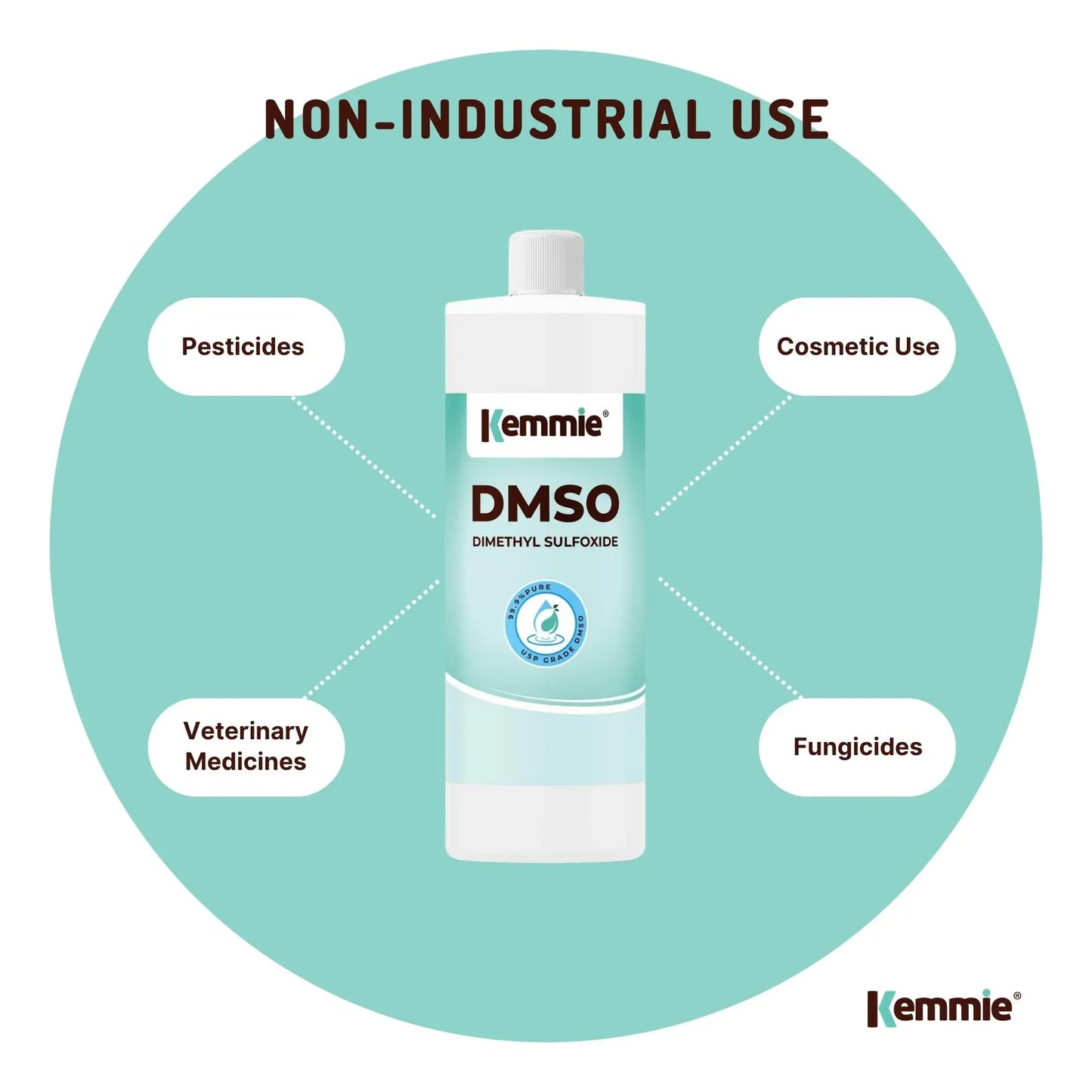 Kemmie 1L DMSO Liquid 99.9% Pure - USP Grade Dimethyl Sulfoxide Solvent V238-SUPDZ-32168888402000