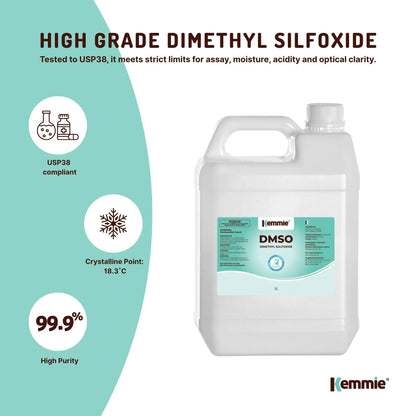 Kemmie 5L DMSO Liquid 99.9% Pure - USP Grade Dimethyl Sulfoxide Solvent Bulk V238-SUPDZ-32251701362768