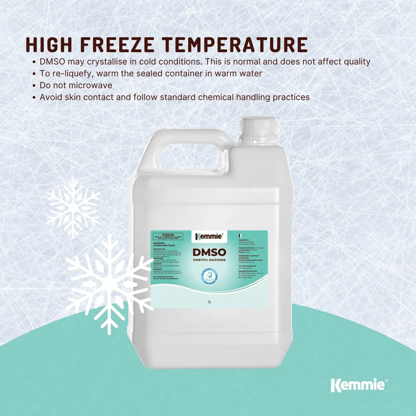 Kemmie 5L DMSO Liquid 99.9% Pure - USP Grade Dimethyl Sulfoxide Solvent Bulk V238-SUPDZ-32251701362768
