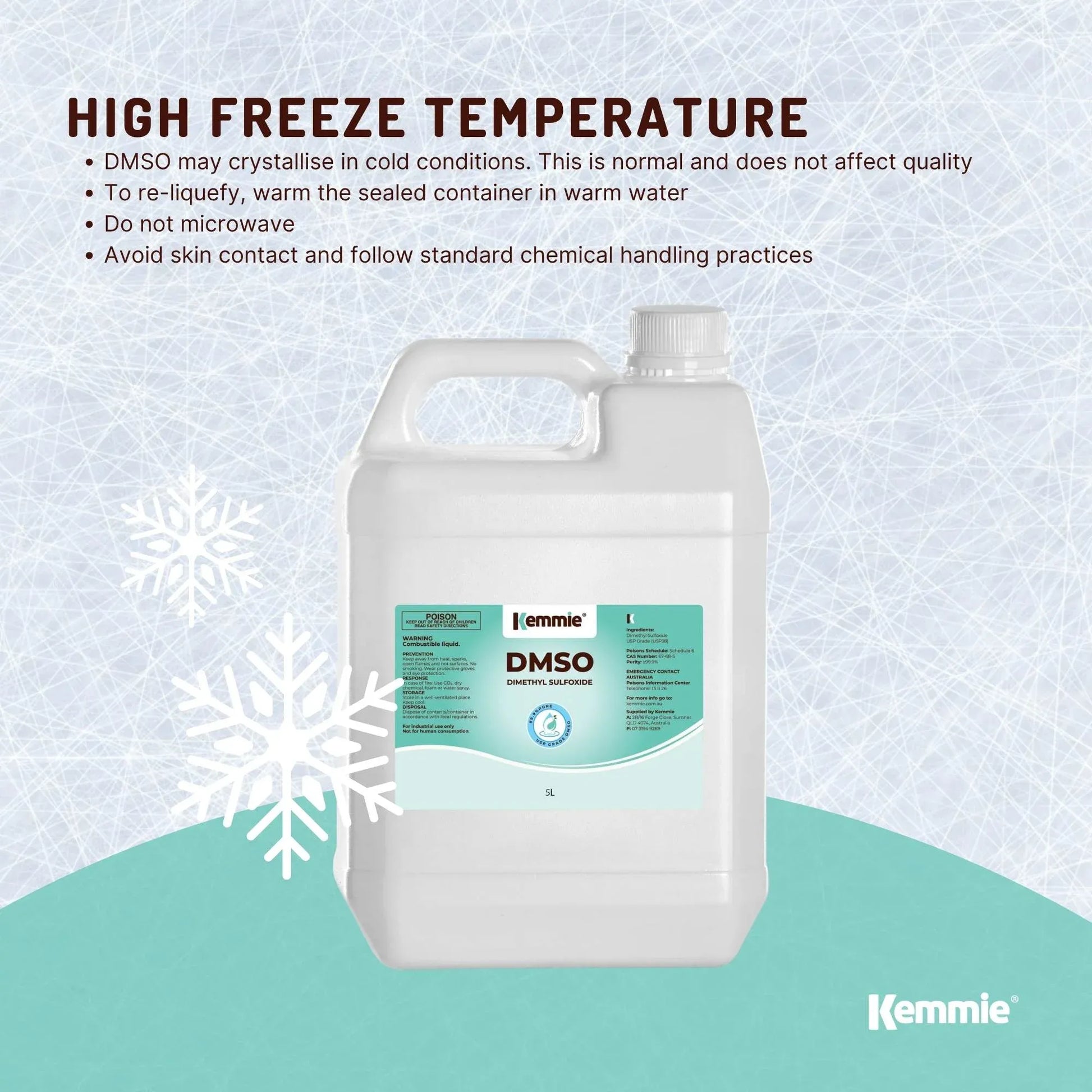 Kemmie 5L DMSO Liquid 99.9% Pure - USP Grade Dimethyl Sulfoxide Solvent Bulk V238-SUPDZ-32251701362768