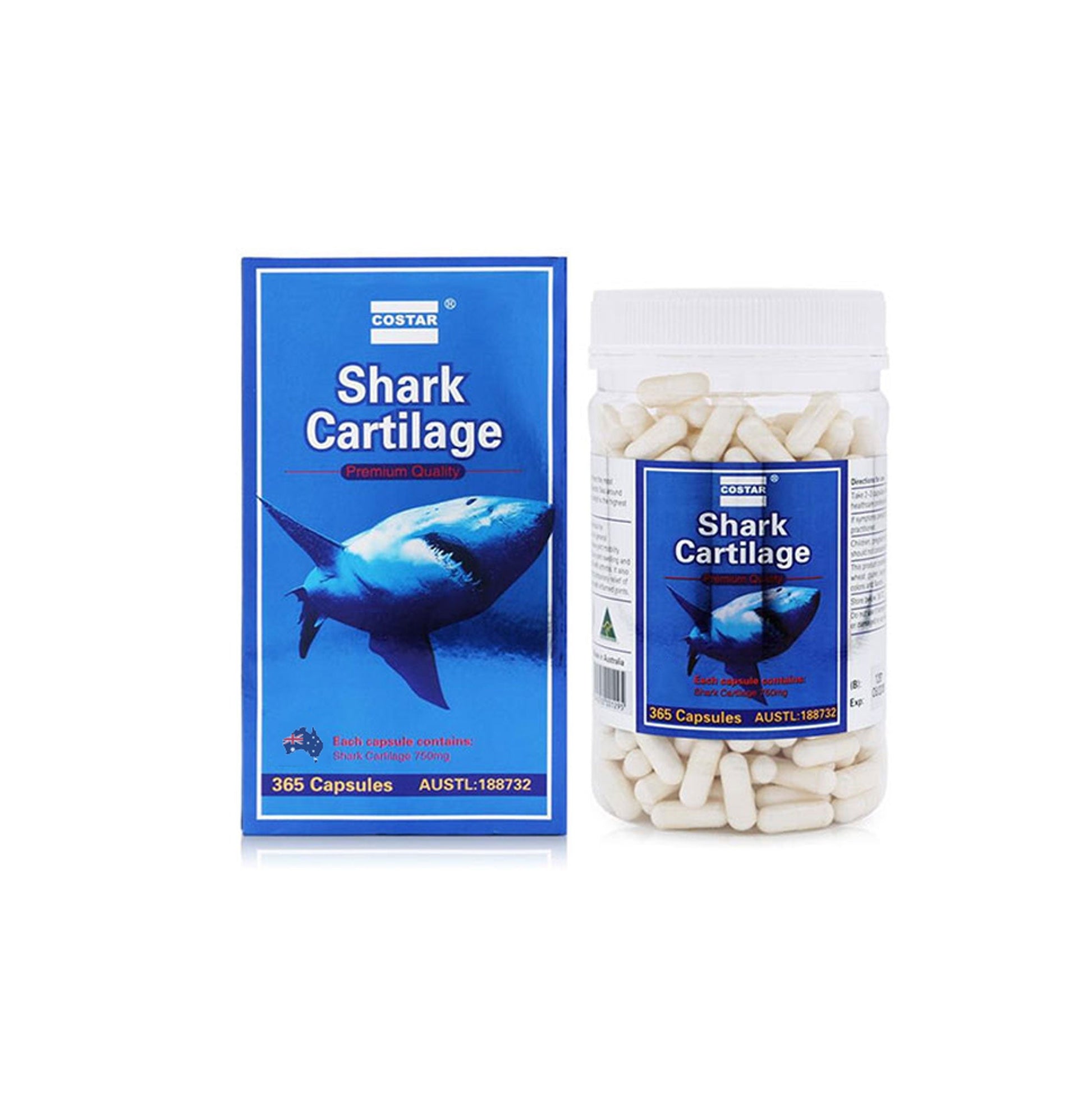 Costar Shark Cartilage 750mg 365 Capsules - Joint Support Supplement V238-SUPDZ-32330642161744
