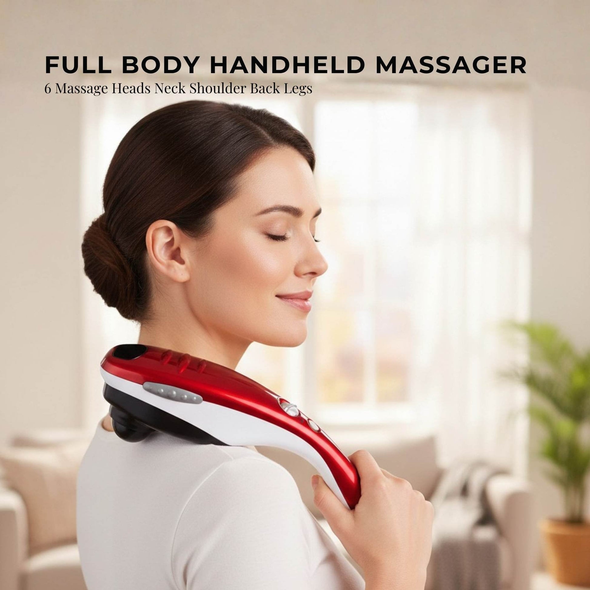 Orku Handheld Body Massager 6 Heads Adjustable Speed Neck Shoulder Back Legs Red V238-SUPDZ-32459224645712