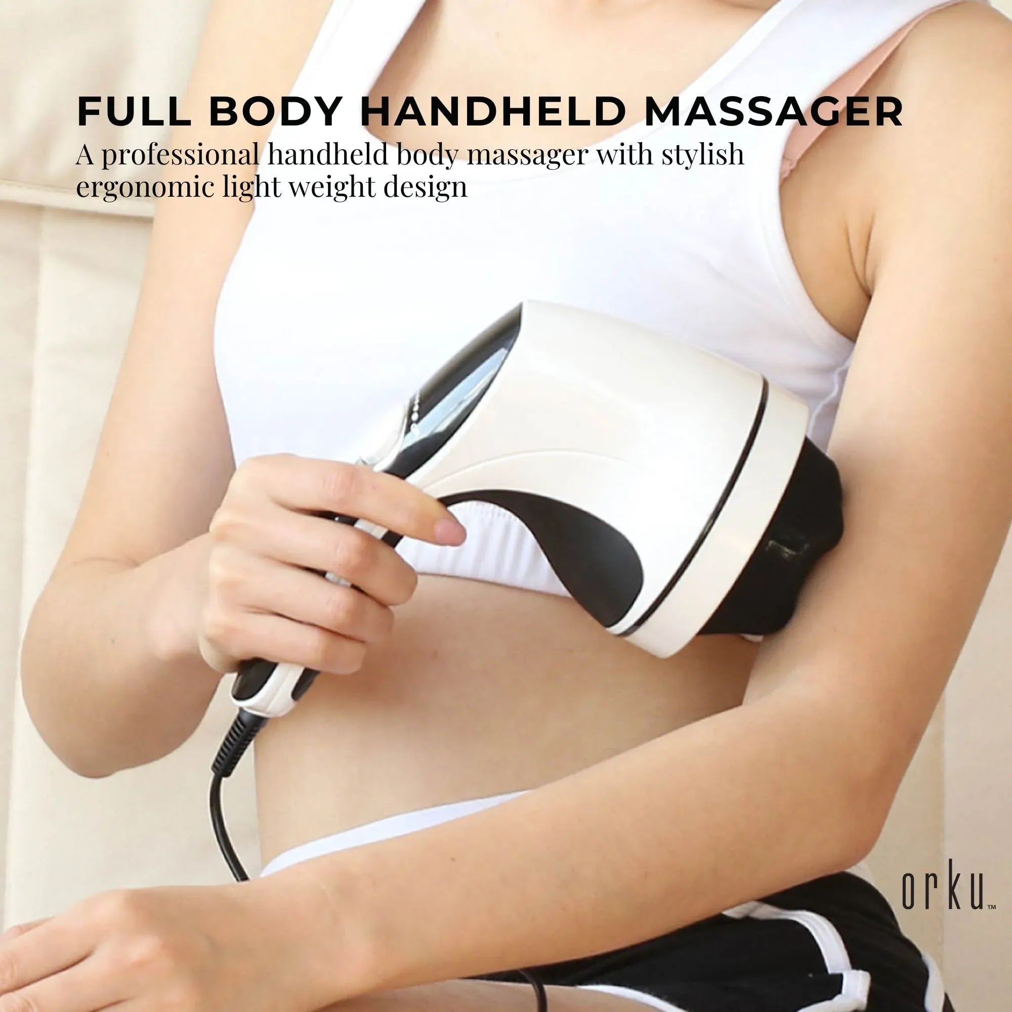 Orku Full Body Vibration Handheld Massager - 4 Heads Neck Shoulders Back Legs V238-SUPDZ-32465461117008