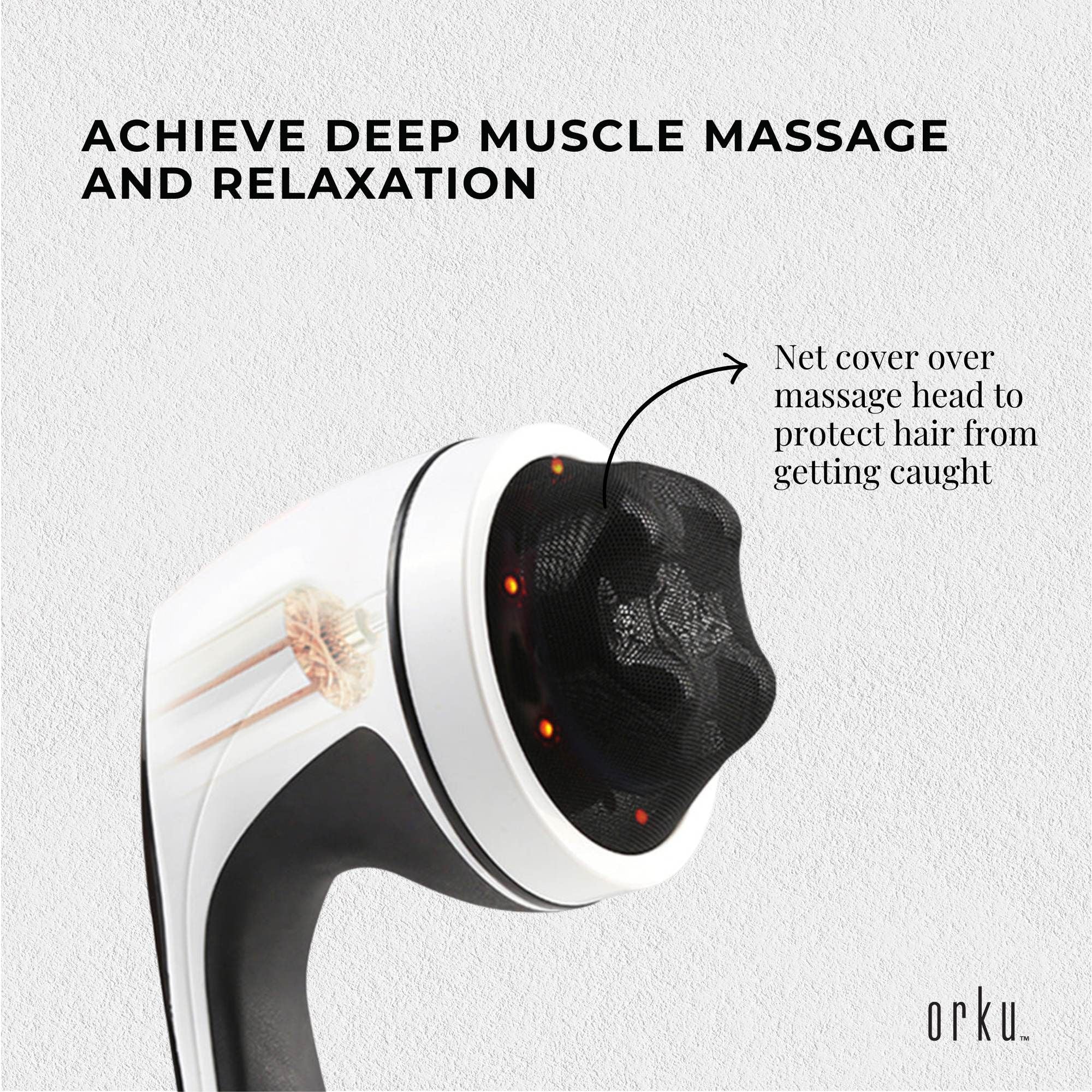 Orku Full Body Vibration Handheld Massager - 4 Heads Neck Shoulders Back Legs V238-SUPDZ-32465461117008