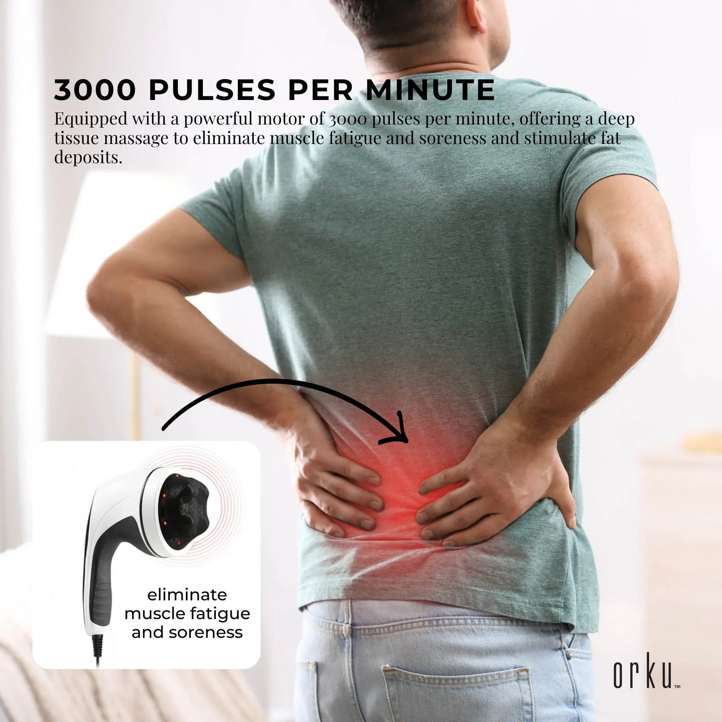 Orku Full Body Vibration Handheld Massager - 4 Heads Neck Shoulders Back Legs V238-SUPDZ-32465461117008