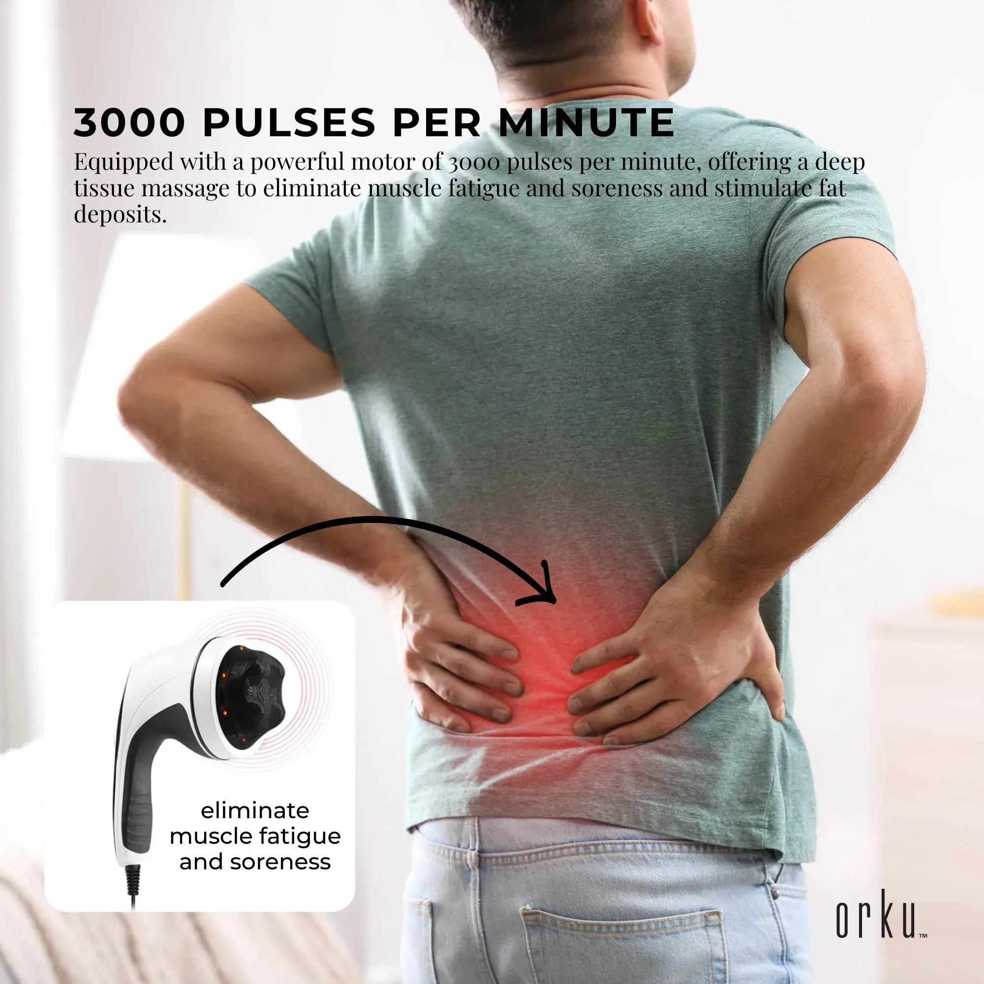 Orku Full Body Vibration Handheld Massager - 4 Heads Neck Shoulders Back Legs V238-SUPDZ-32465461117008
