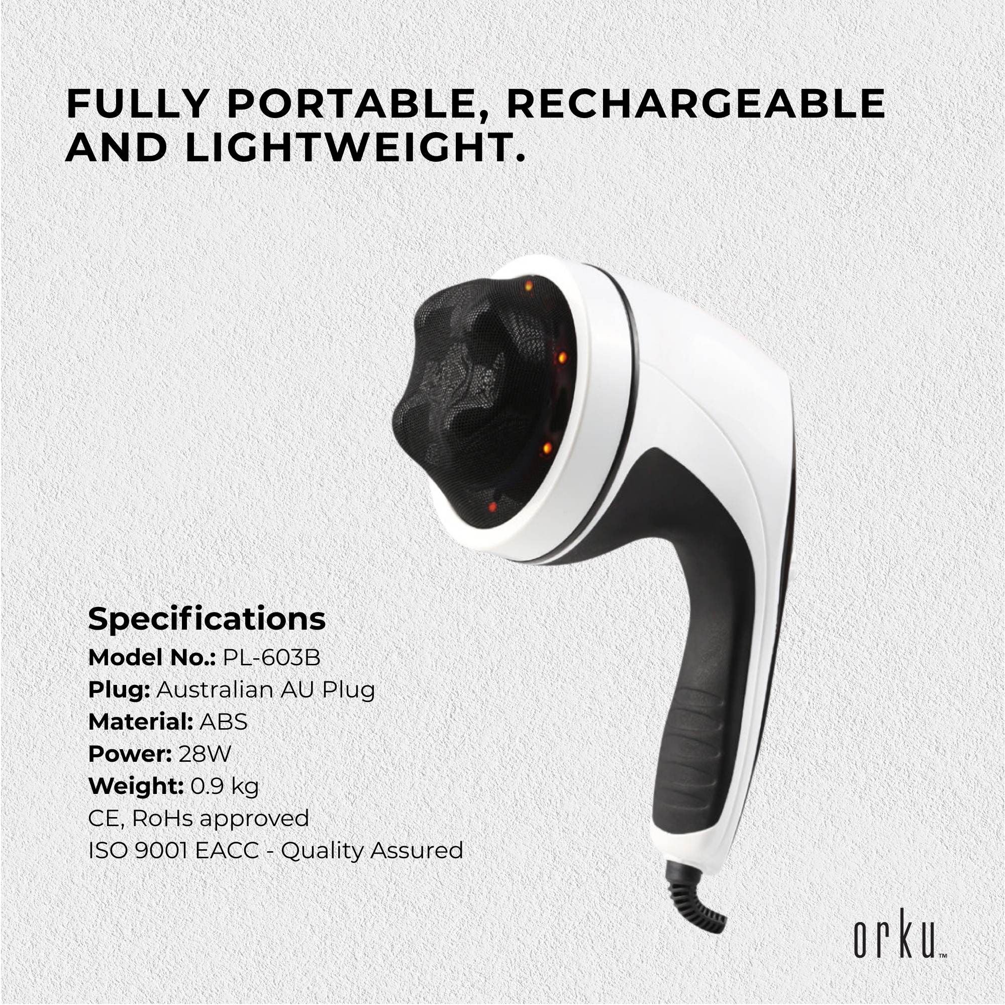 Orku Full Body Vibration Handheld Massager - 4 Heads Neck Shoulders Back Legs V238-SUPDZ-32465461117008