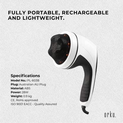 Orku Full Body Vibration Handheld Massager - 4 Heads Neck Shoulders Back Legs V238-SUPDZ-32465461117008