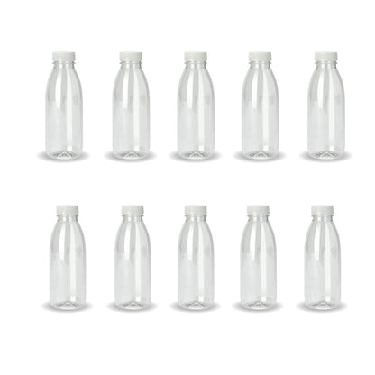 10x 300ml PET Juice Bottles + Tamper Evident Caps - Empty Plastic Recyclable Clear V238-SUPDZ-32470510239824
