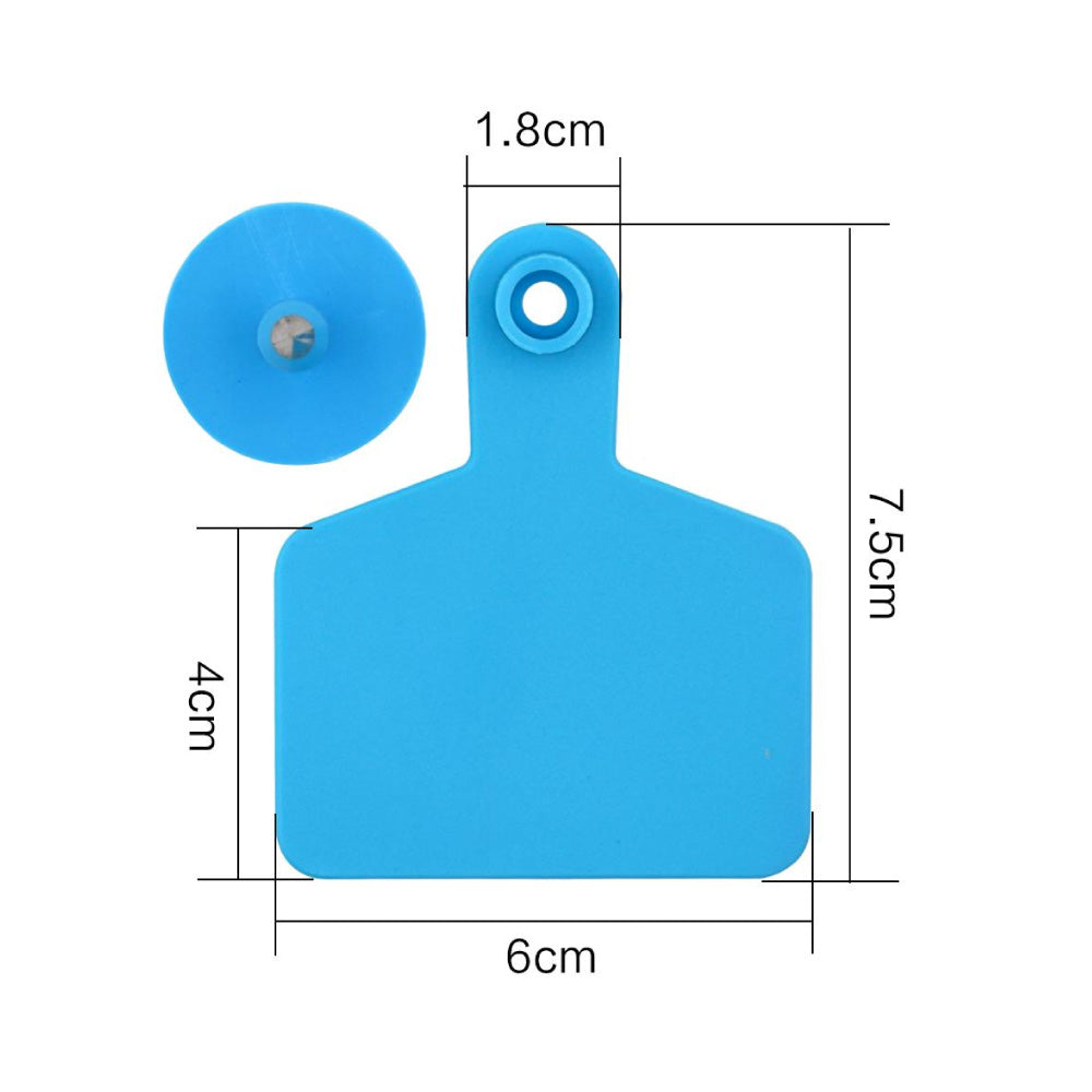 100x Cattle Ear Tags 6x7.5cm Set - Medium Blue Blank Cow Sheep Livestock Label V238-SUPDZ-32496978526288