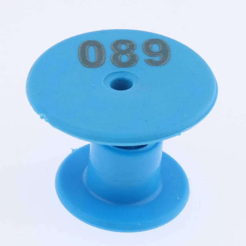 1-100 Cattle Number Ear Tags Set - Round Blue Pig Sheep Goat Livestock Labels V238-SUPDZ-32497318363216