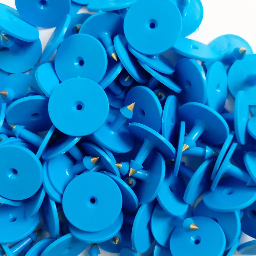 100x Cattle Ear Tags Set - Round Blue Pig Sheep Goat Small Blank Livestock Label V238-SUPDZ-32497460379728