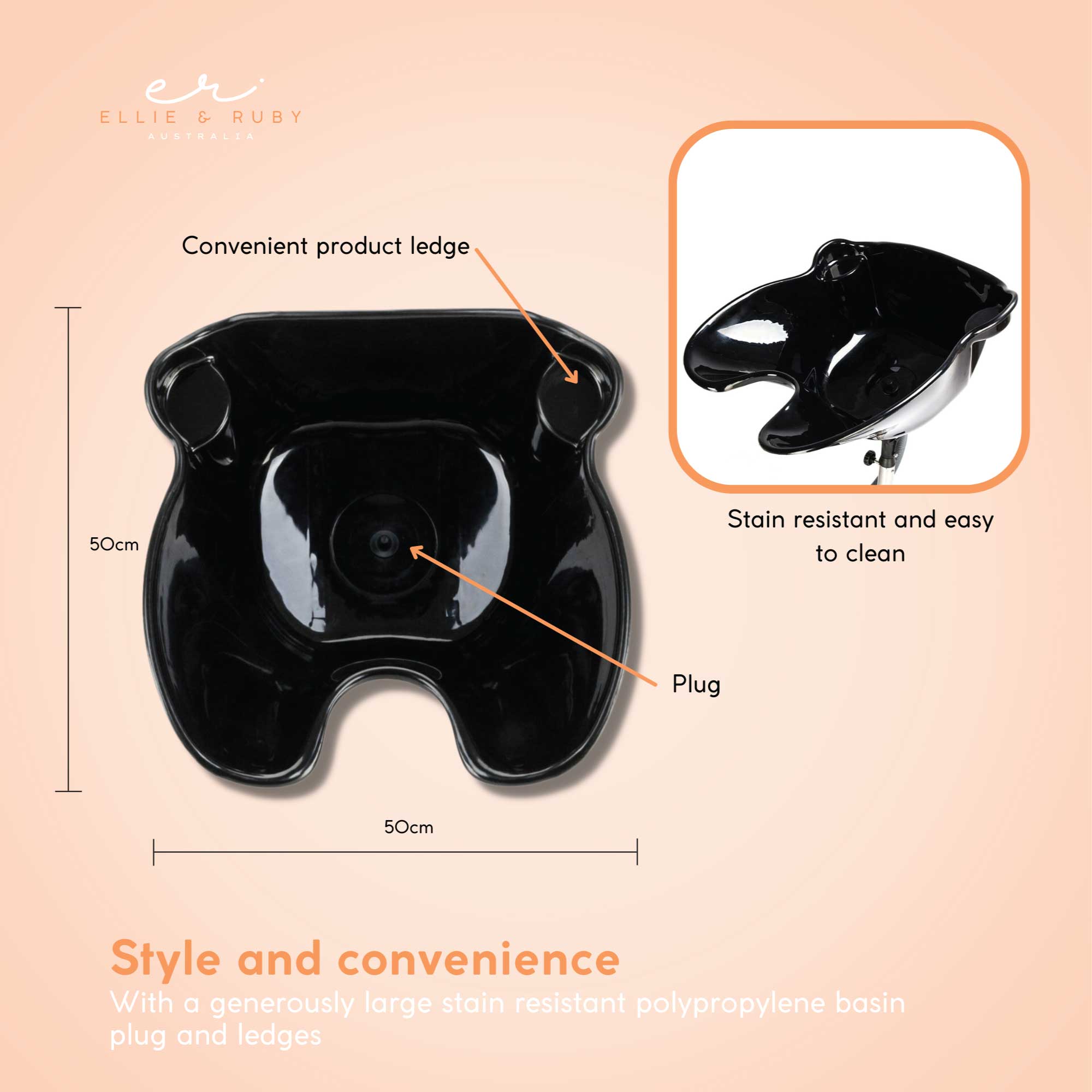 Ellie & Ruby Large Portable Hairdressing Salon Basin Hair Washing Deep Sink Bowl V238-SUPDZ-32549976899664