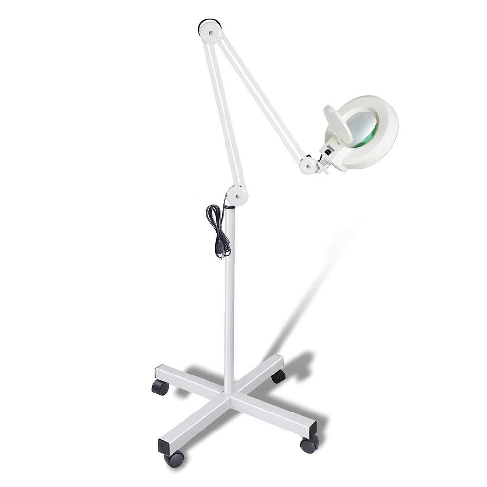 Ellie & Ruby 5x Magnifying Floor Lamp - Glass Lens Light and Wheeled Stand White V238-SUPDZ-32555753832528