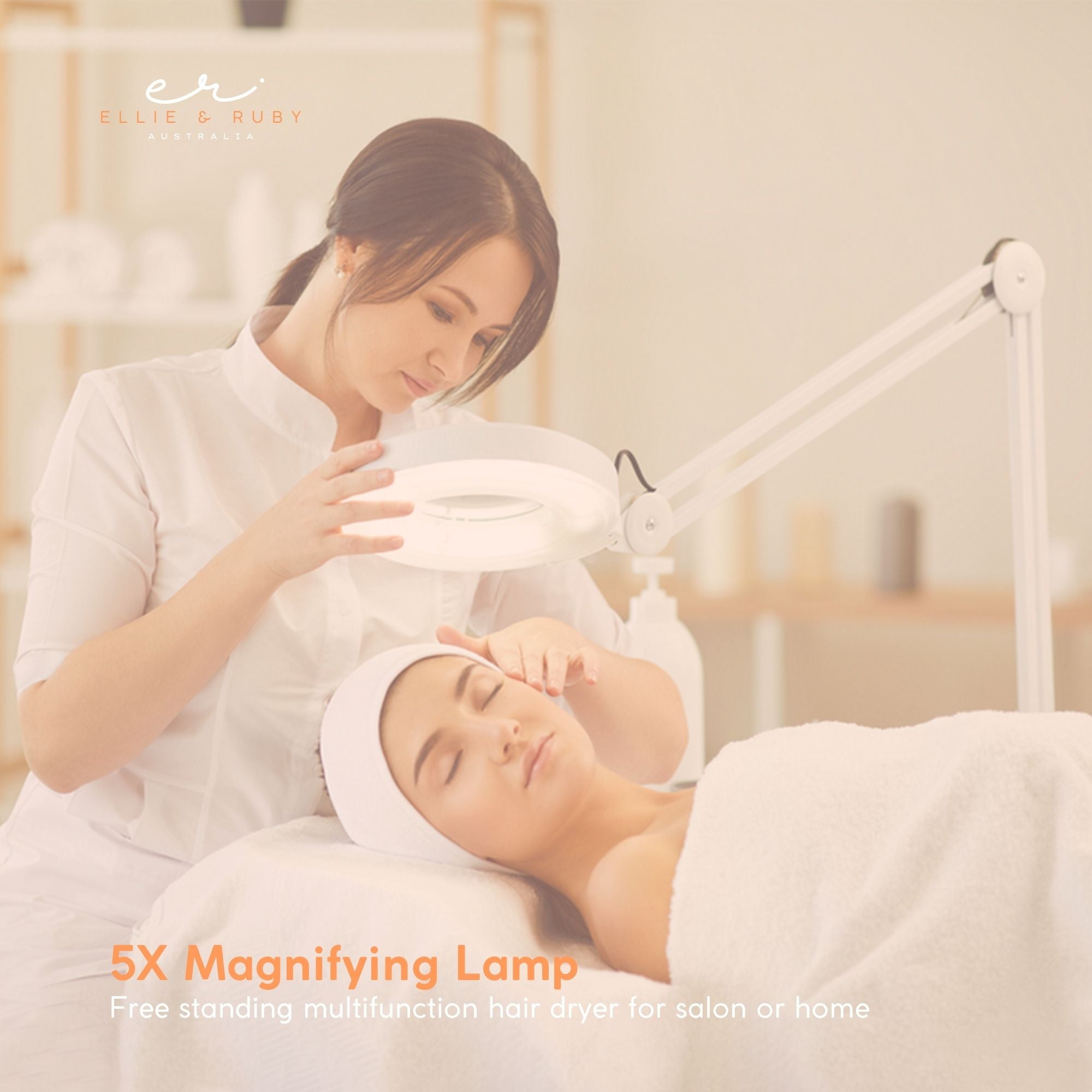 Ellie & Ruby 5x Magnifying Floor Lamp - Glass Lens Light and Wheeled Stand White V238-SUPDZ-32555753832528