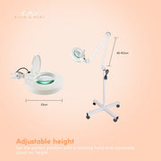 Ellie & Ruby 5x Magnifying Floor Lamp - Glass Lens Light and Wheeled Stand White V238-SUPDZ-32555753832528