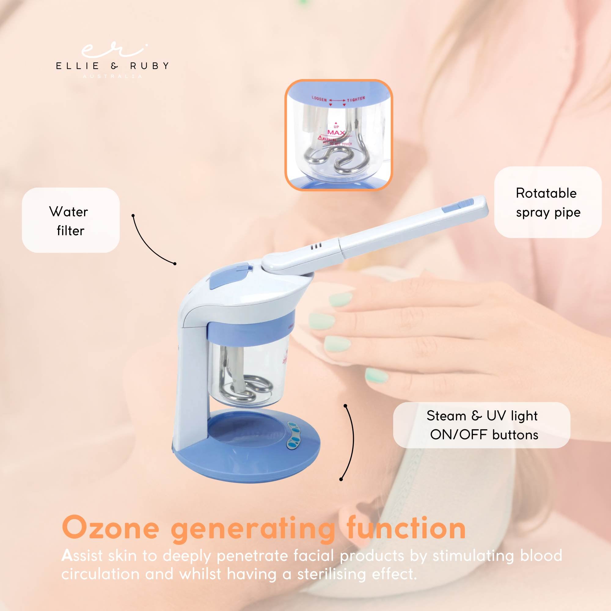 Ellie & Ruby 2-in-1 Facial Hair Steamer Ozone Steam Machine Portable Tabletop V238-SUPDZ-32558070071376